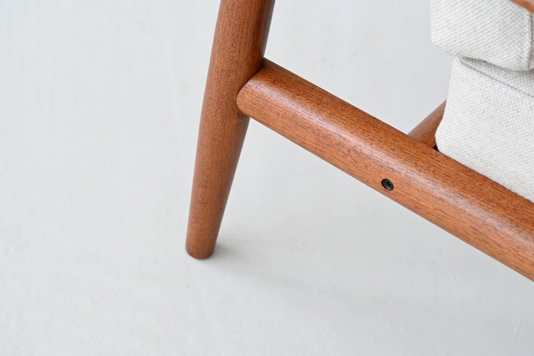 Grete Jalk lounge chair #128 in teak and wool France & Son Denmark 1960 For Sale 4