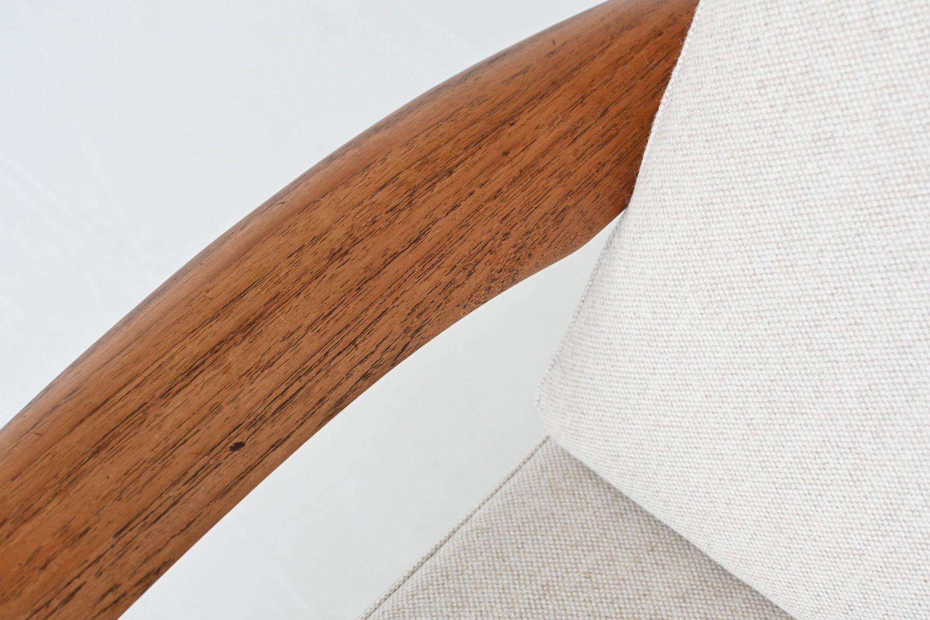 Grete Jalk lounge chair #128 in teak and wool France & Son Denmark 1960 For Sale 6