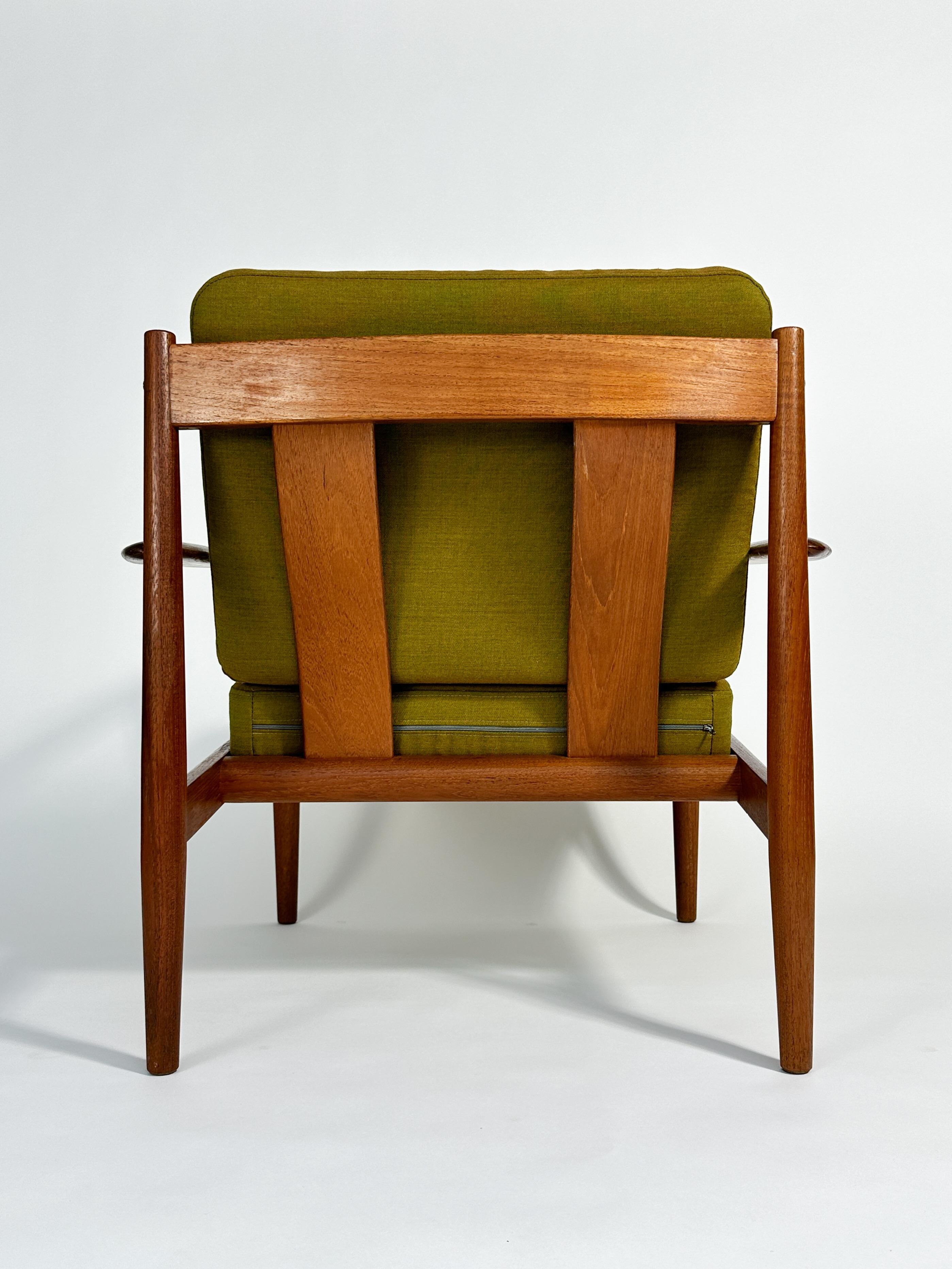 Hand-Crafted Grete Jalk Lounge Chair France & Son Teak Kvadrat Denmark 1960s For Sale