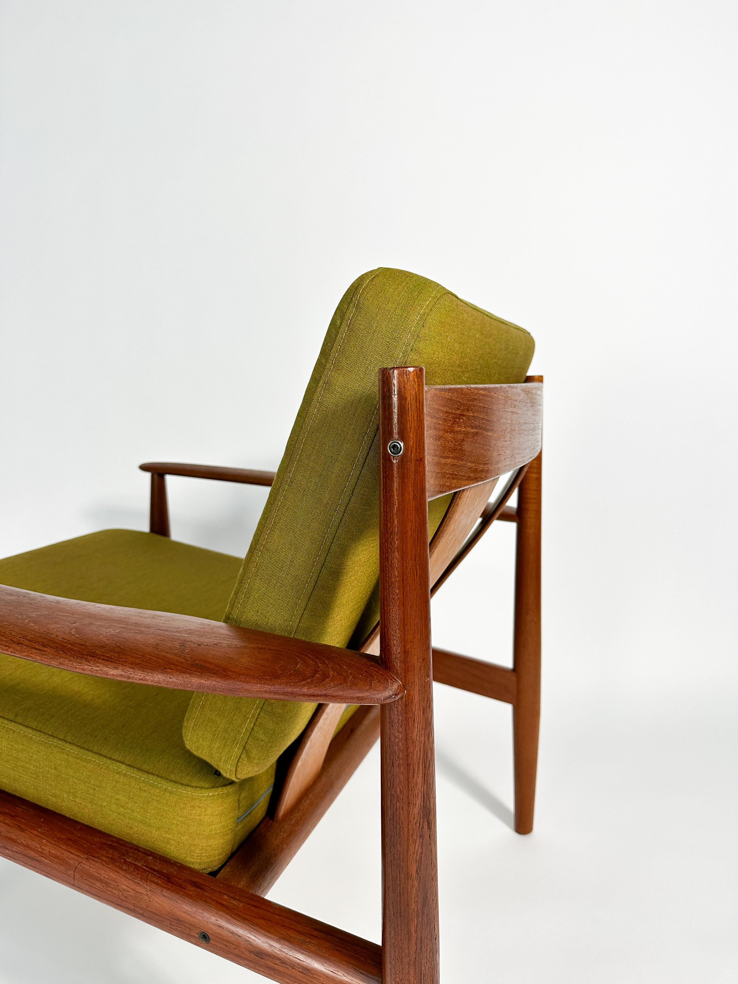 Mid-20th Century Grete Jalk Lounge Chair France & Son Teak Kvadrat Denmark 1960s For Sale