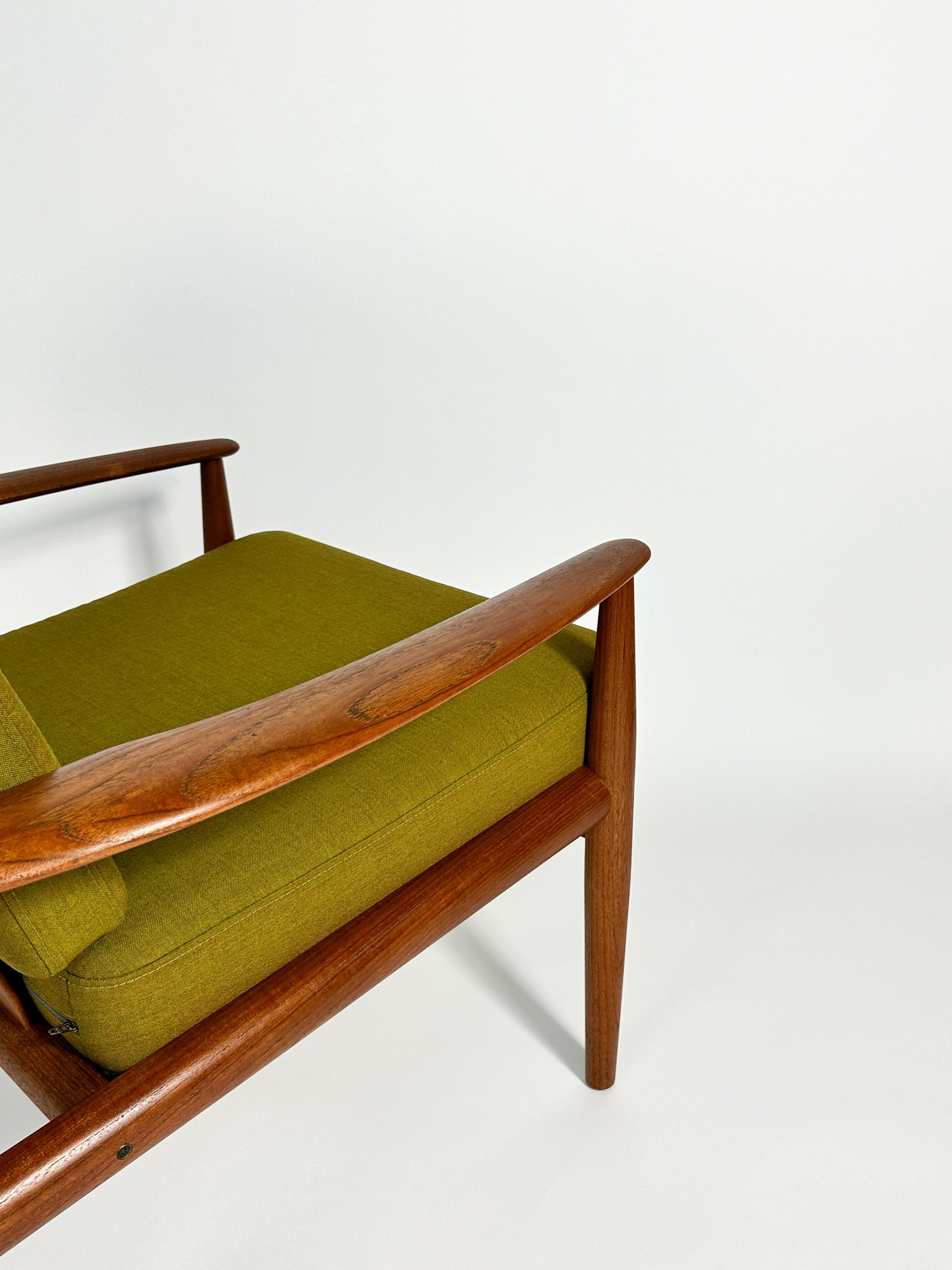 Wool Grete Jalk Lounge Chair France & Son Teak Kvadrat Denmark 1960s For Sale