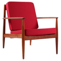 Grete Jalk Lounge Chair in Teak and New Zealand Wool
