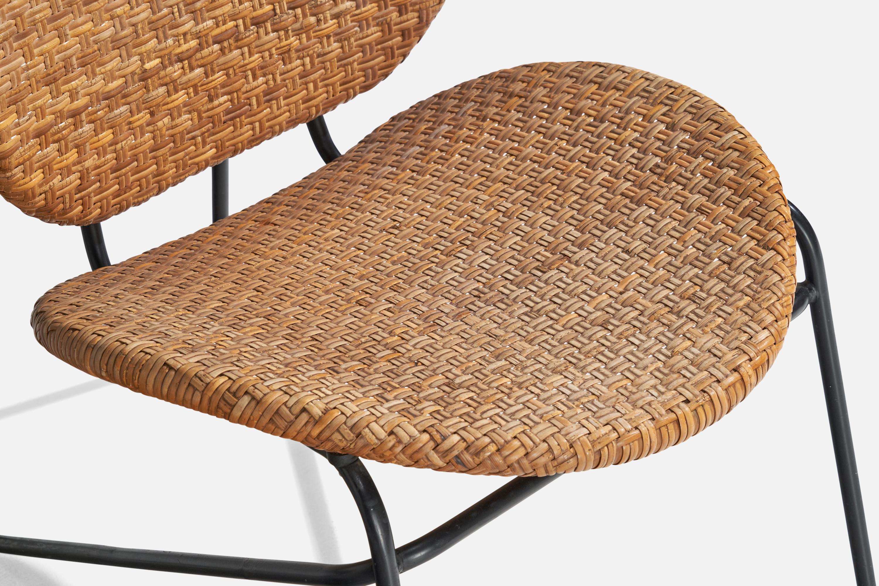 Grete Jalk, Lounge Chair, Tubular Steel, Rattan, Denmark, 1952 For Sale 5