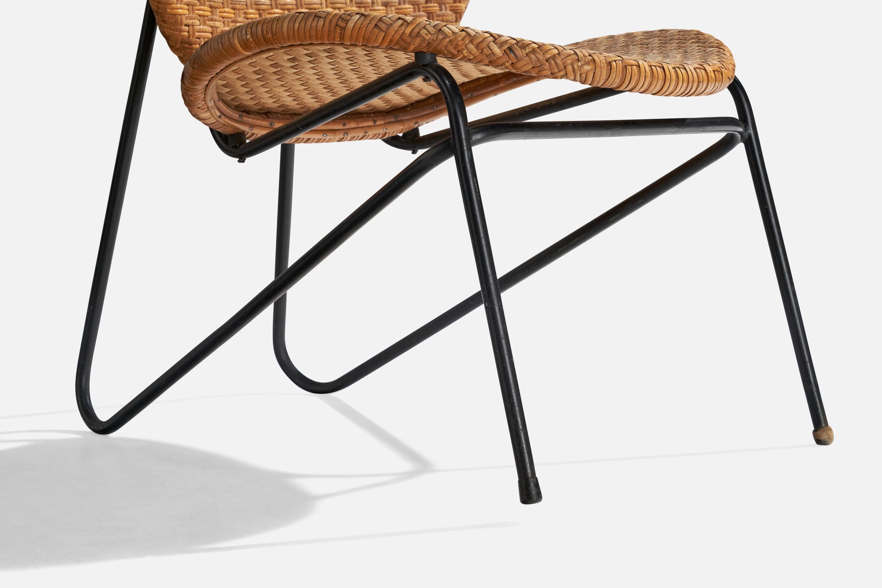 Grete Jalk, Lounge Chair, Tubular Steel, Rattan, Denmark, 1952 For Sale 6