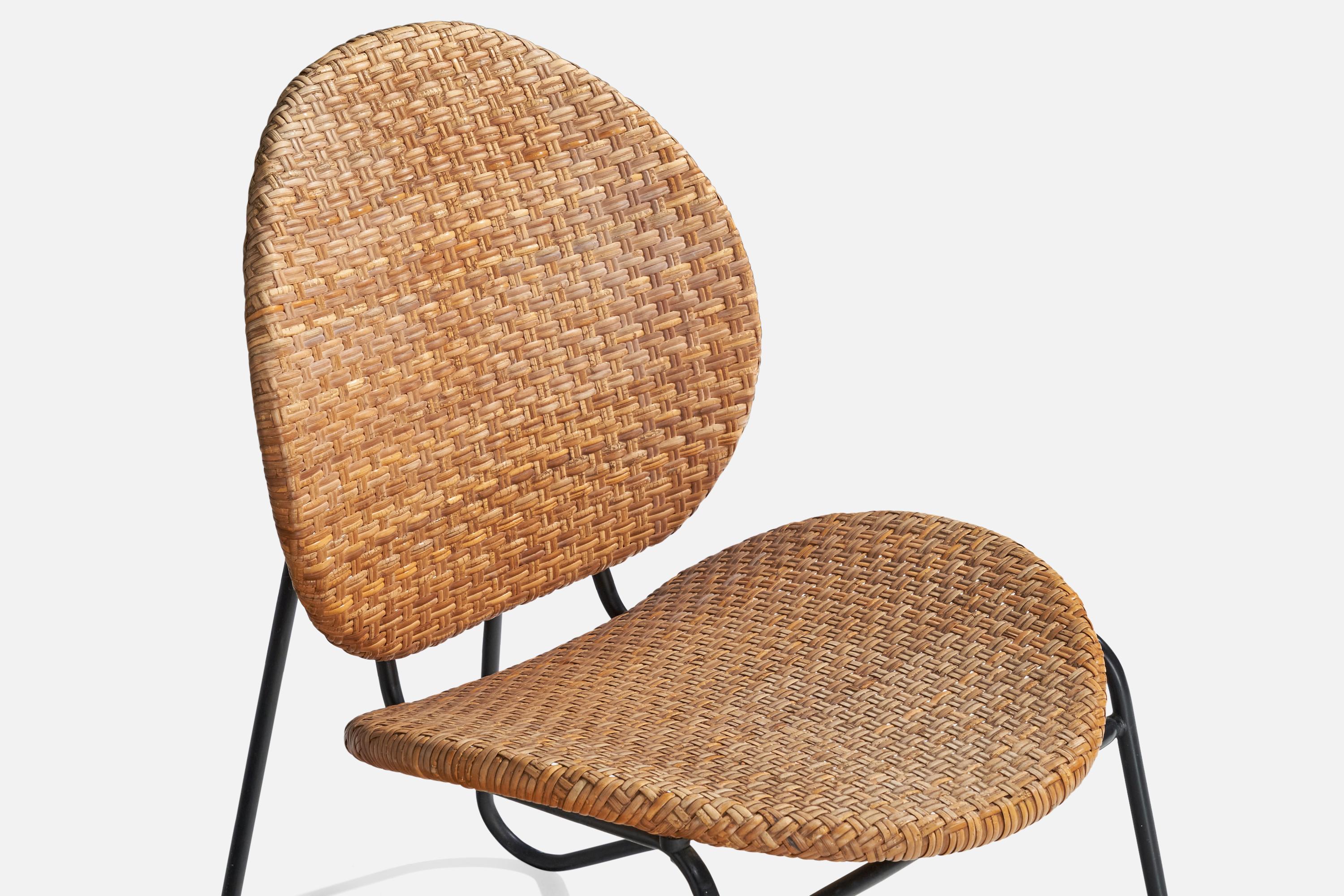 Grete Jalk, Lounge Chair, Tubular Steel, Rattan, Denmark, 1952 For Sale 3