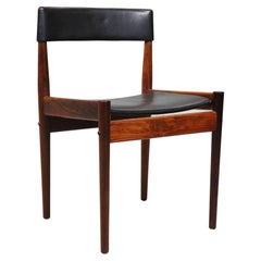 Grete Jalk, Midcentury 4 Rosewood and Leather Chairs P Jeppesens Denmark