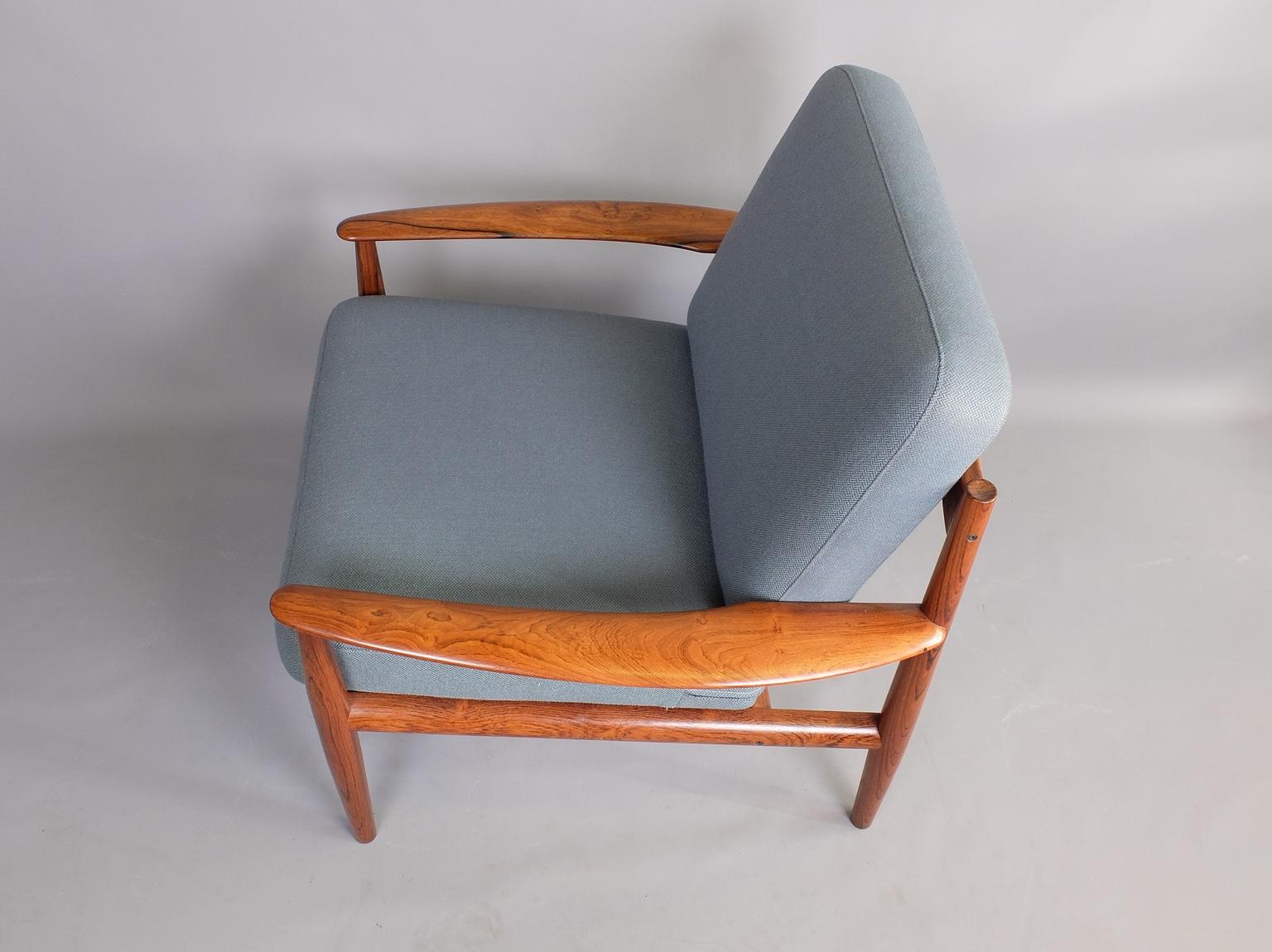 Grete Jalk Model 118 Rosewood Lounge Chair Danish 1960s For Sale 1