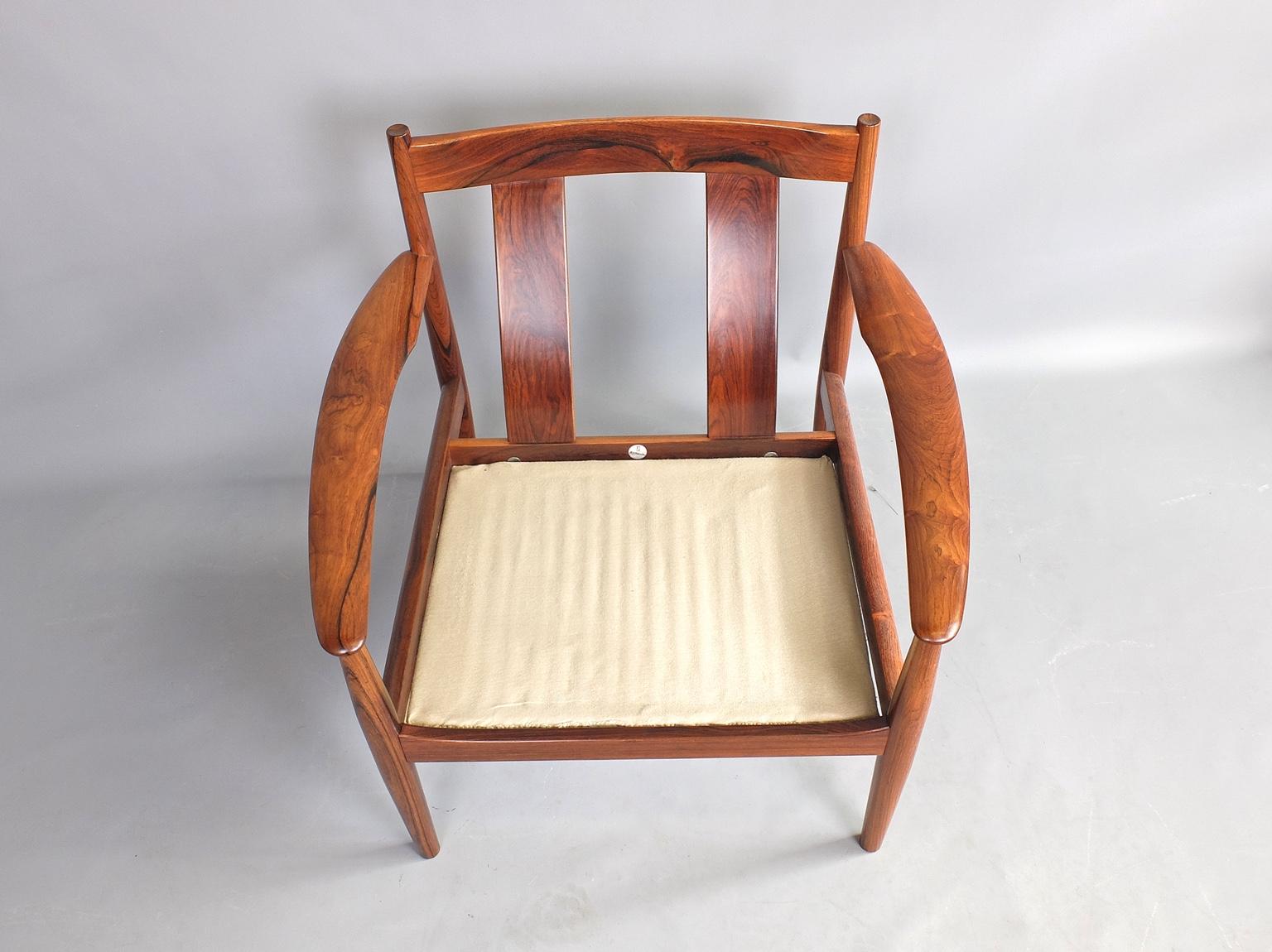 Grete Jalk Model 118 Rosewood Lounge Chair Danish 1960s For Sale 3