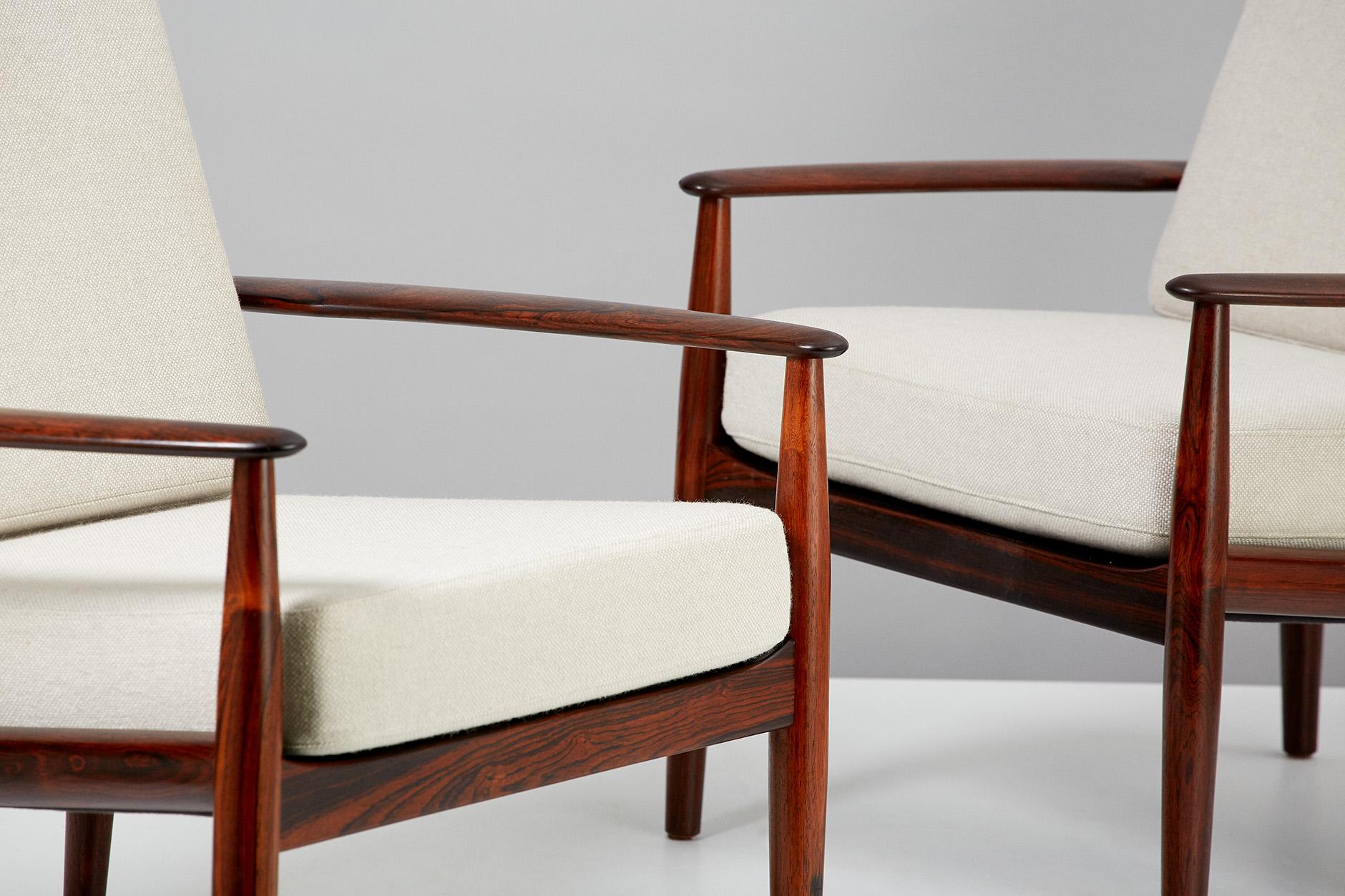 Danish Grete Jalk Model 128 Rosewood Lounge Chairs