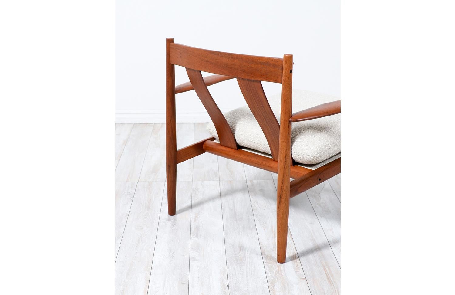 Grete Jalk Modell-128 Teak & Boucle Lounge Chair für France & Søn im Zustand „Hervorragend“ im Angebot in Los Angeles, CA