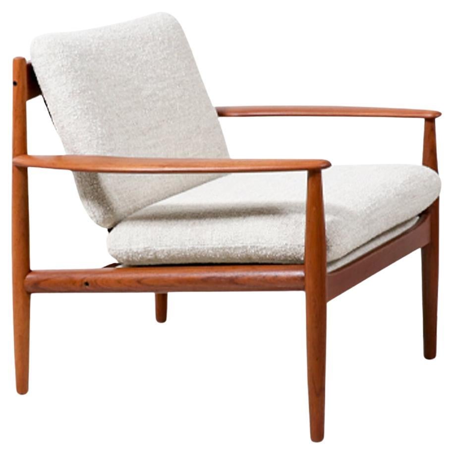 Grete Jalk Modell-128 Teak & Boucle Lounge Chair für France & Søn im Angebot