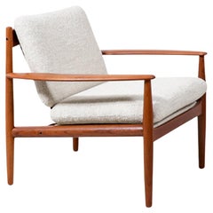 Vintage Grete Jalk Model-128 Teak & Boucle Lounge Chair for France & Søn