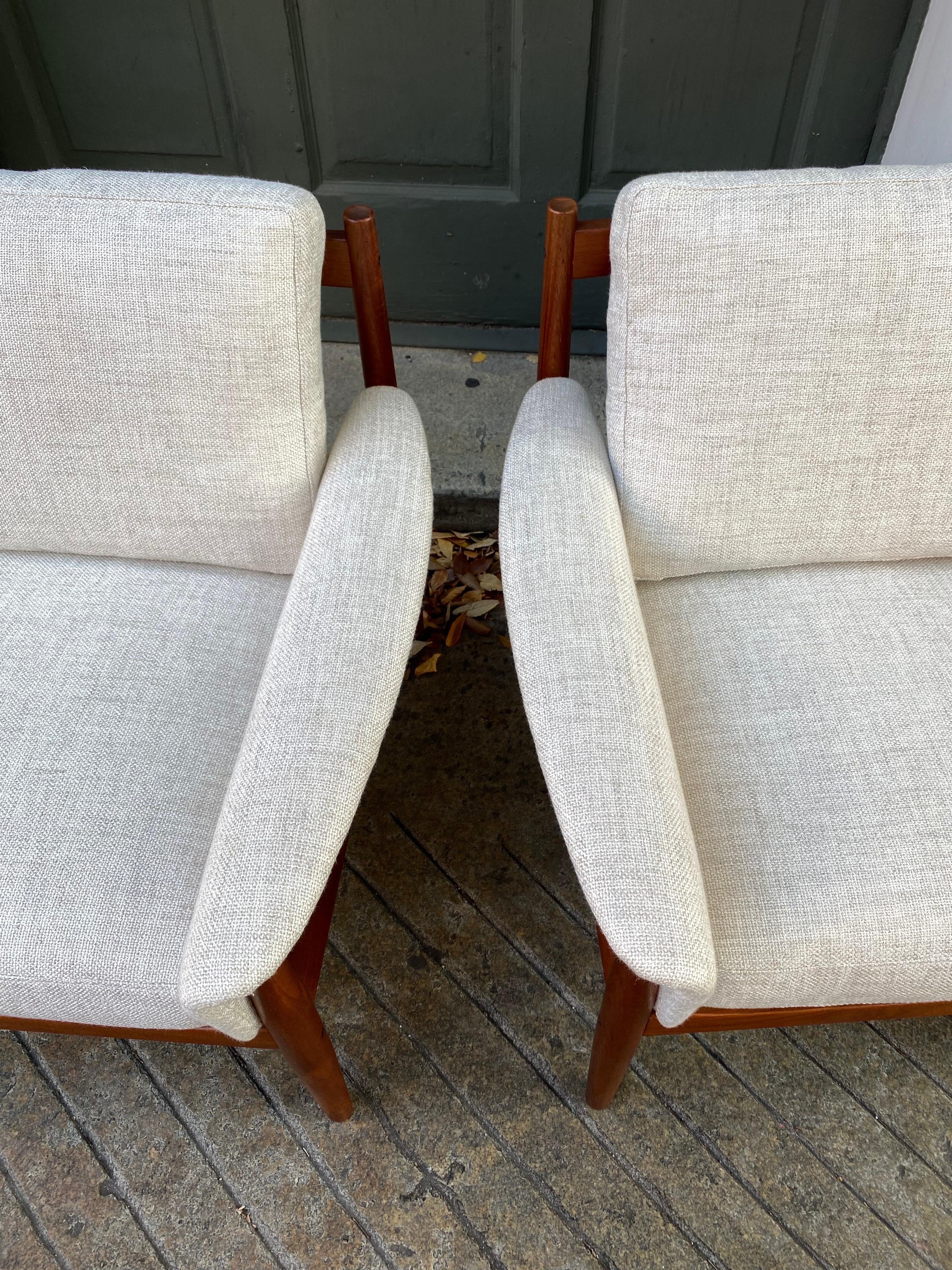 Mid-20th Century Grete Jalk PAIR Teak Lounge Chairs for France and Daverkosen