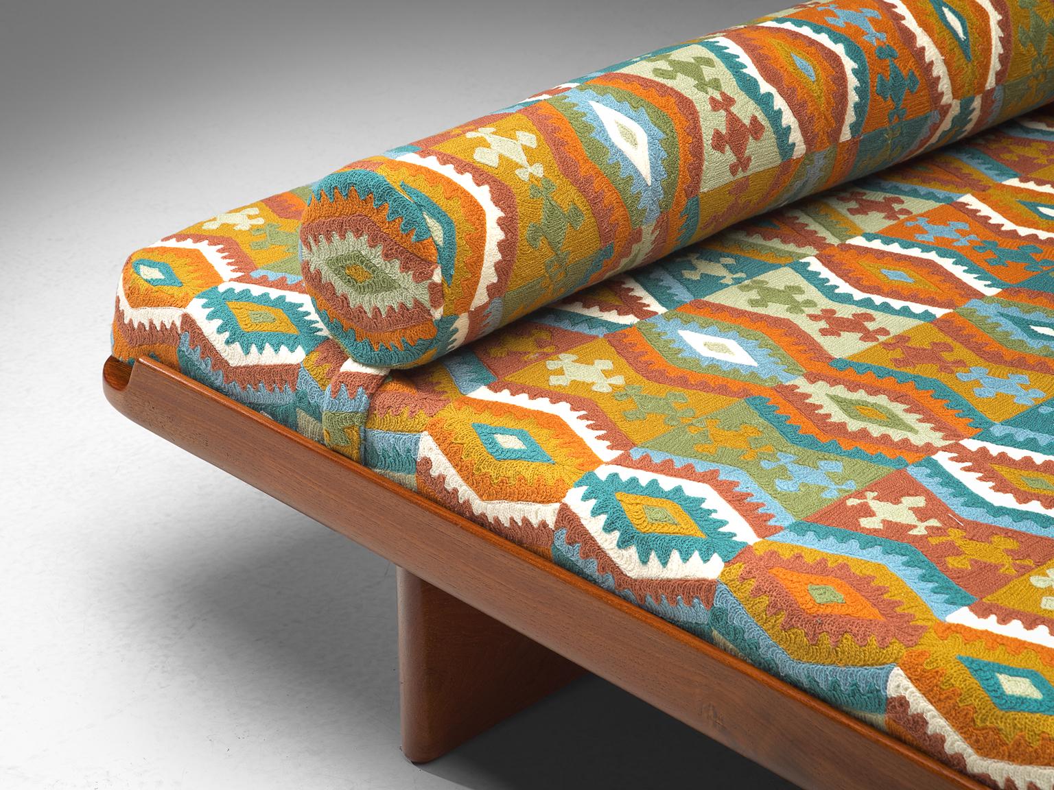 Scandinavian Modern Grete Jalk Reupholstered Daybed in Colorful Pierre Frey Fabric