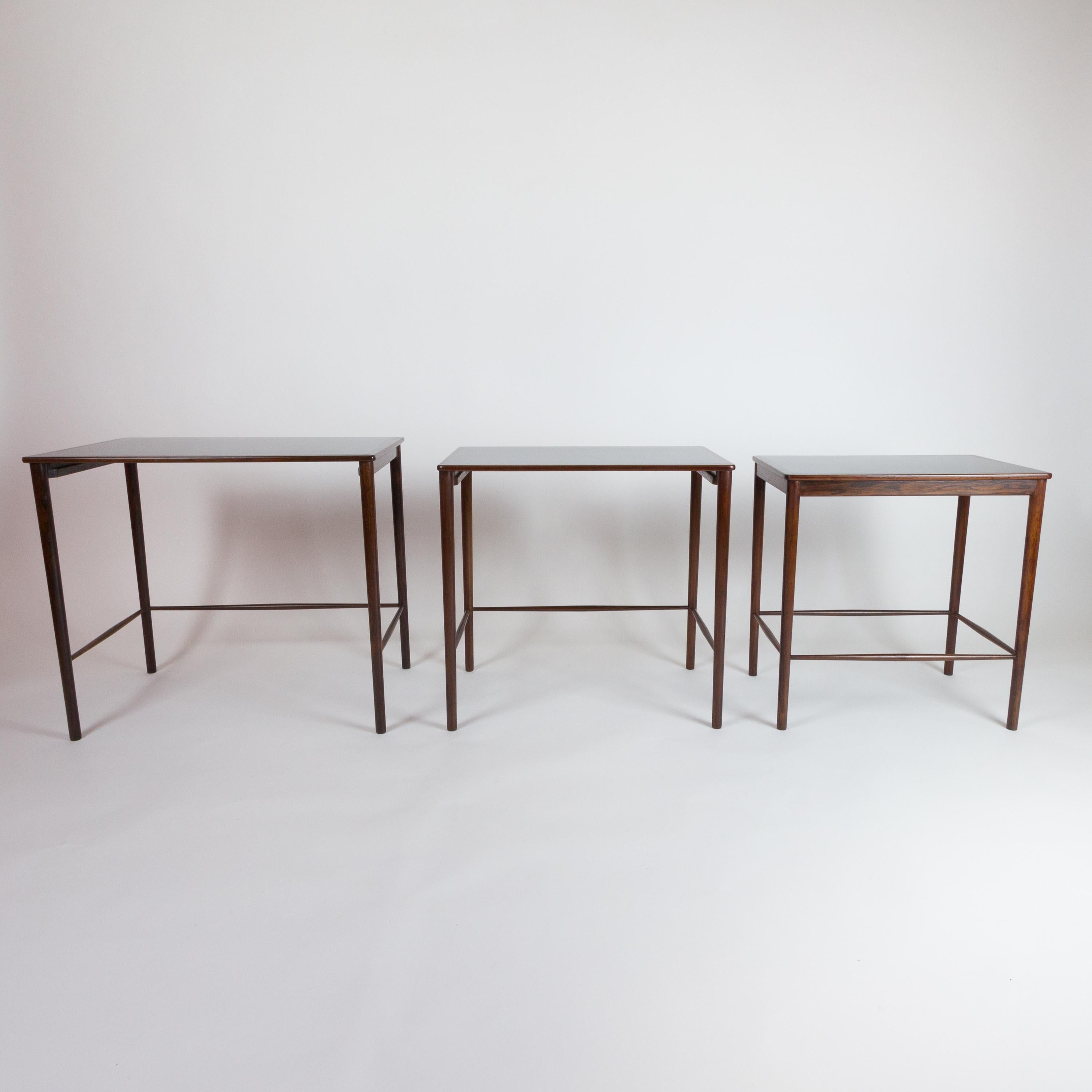 Grete Jalk Rosewood Nesting Tables by Poul Jeppesen, Denmark, 1959 3