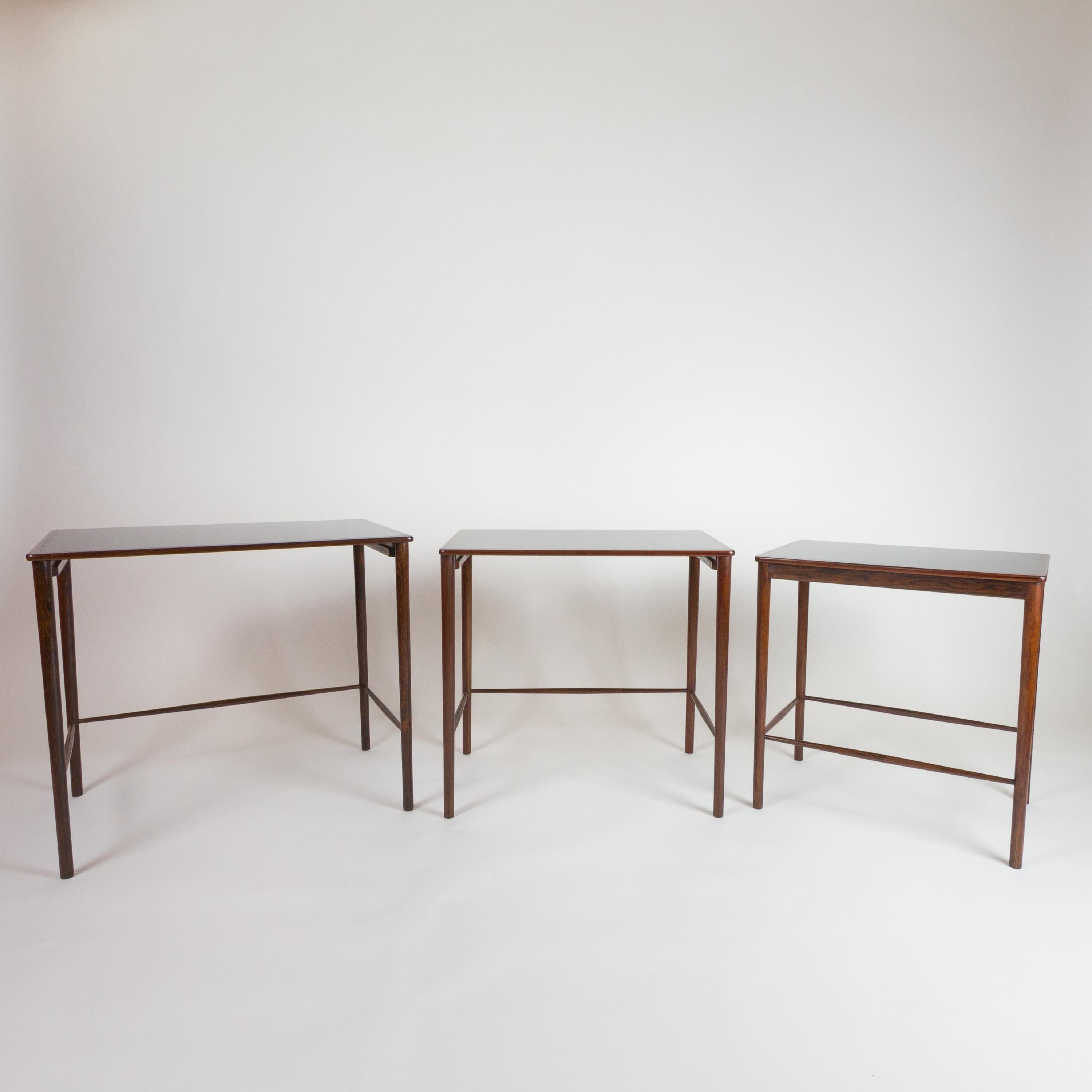 Grete Jalk Rosewood Nesting Tables by Poul Jeppesen, Denmark, 1959 4