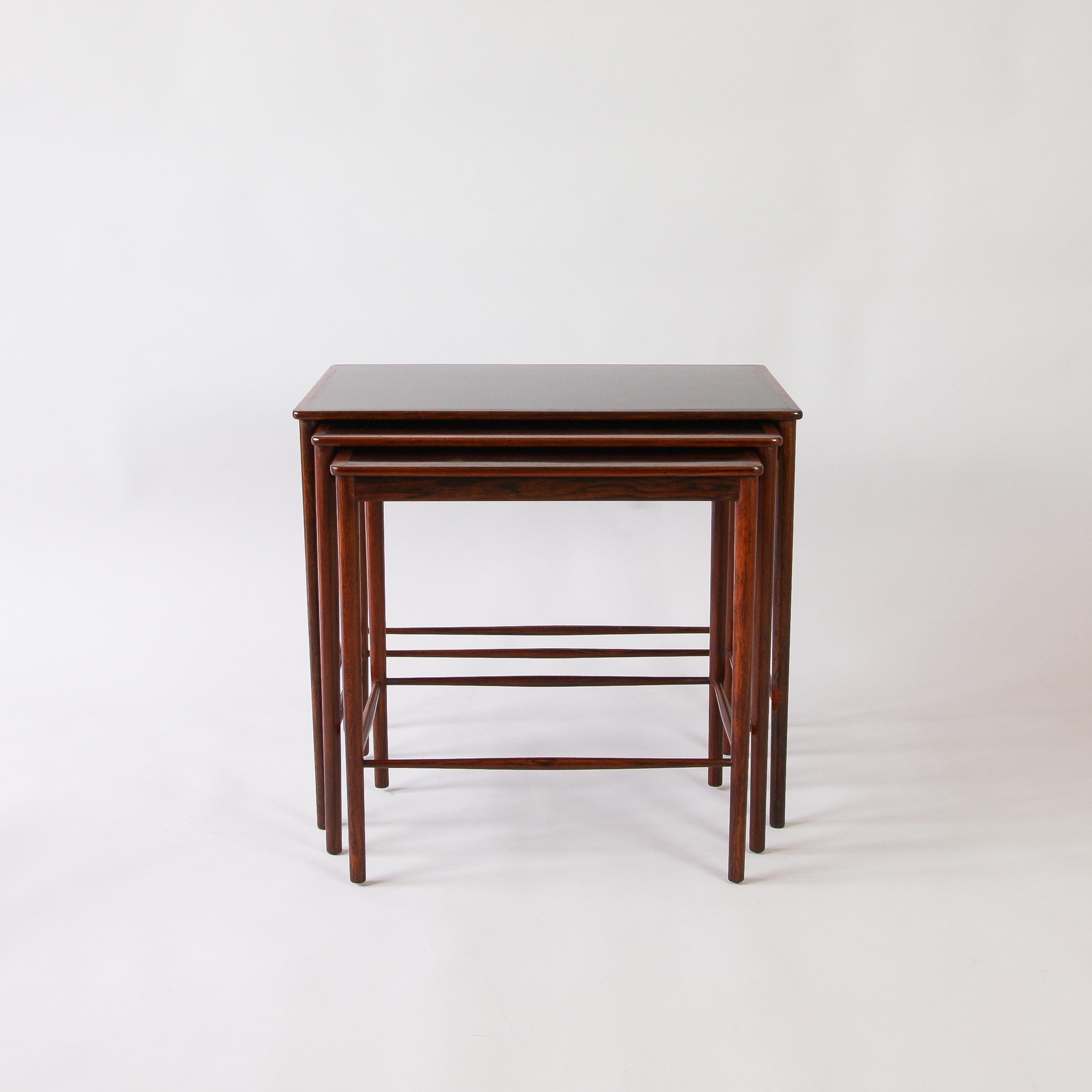 Mid-Century Modern Grete Jalk Rosewood Nesting Tables by Poul Jeppesen, Denmark, 1959