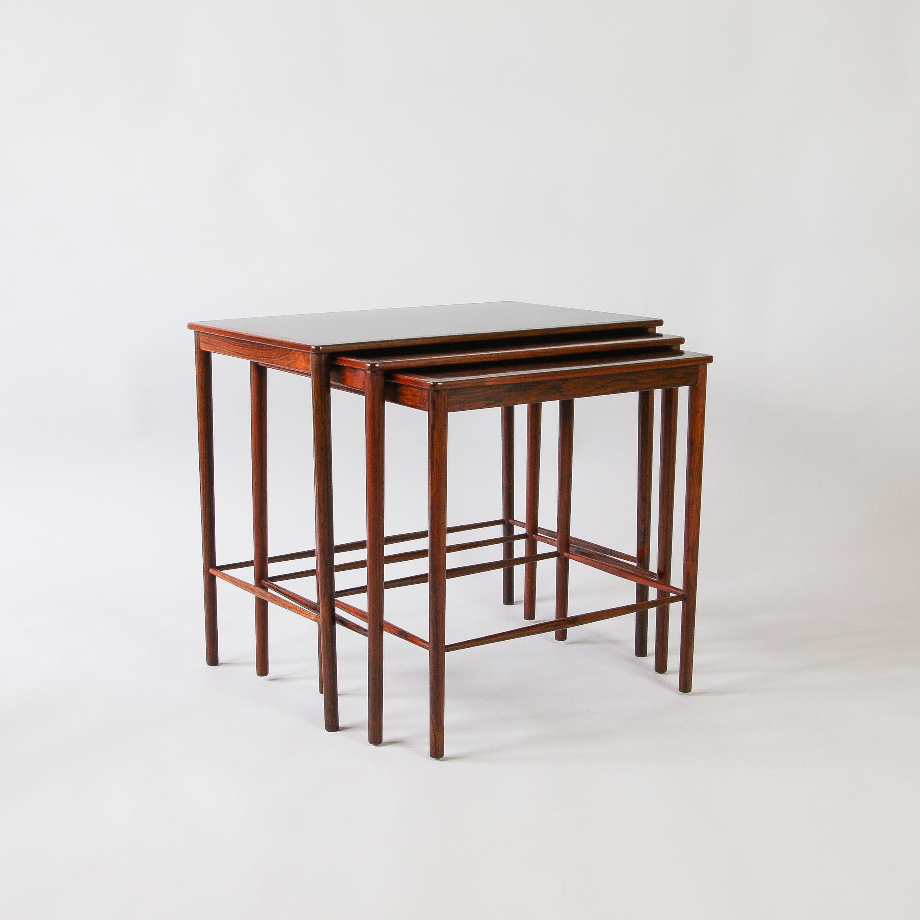 Grete Jalk Rosewood Nesting Tables by Poul Jeppesen, Denmark, 1959 In Good Condition In Berkhamsted, GB