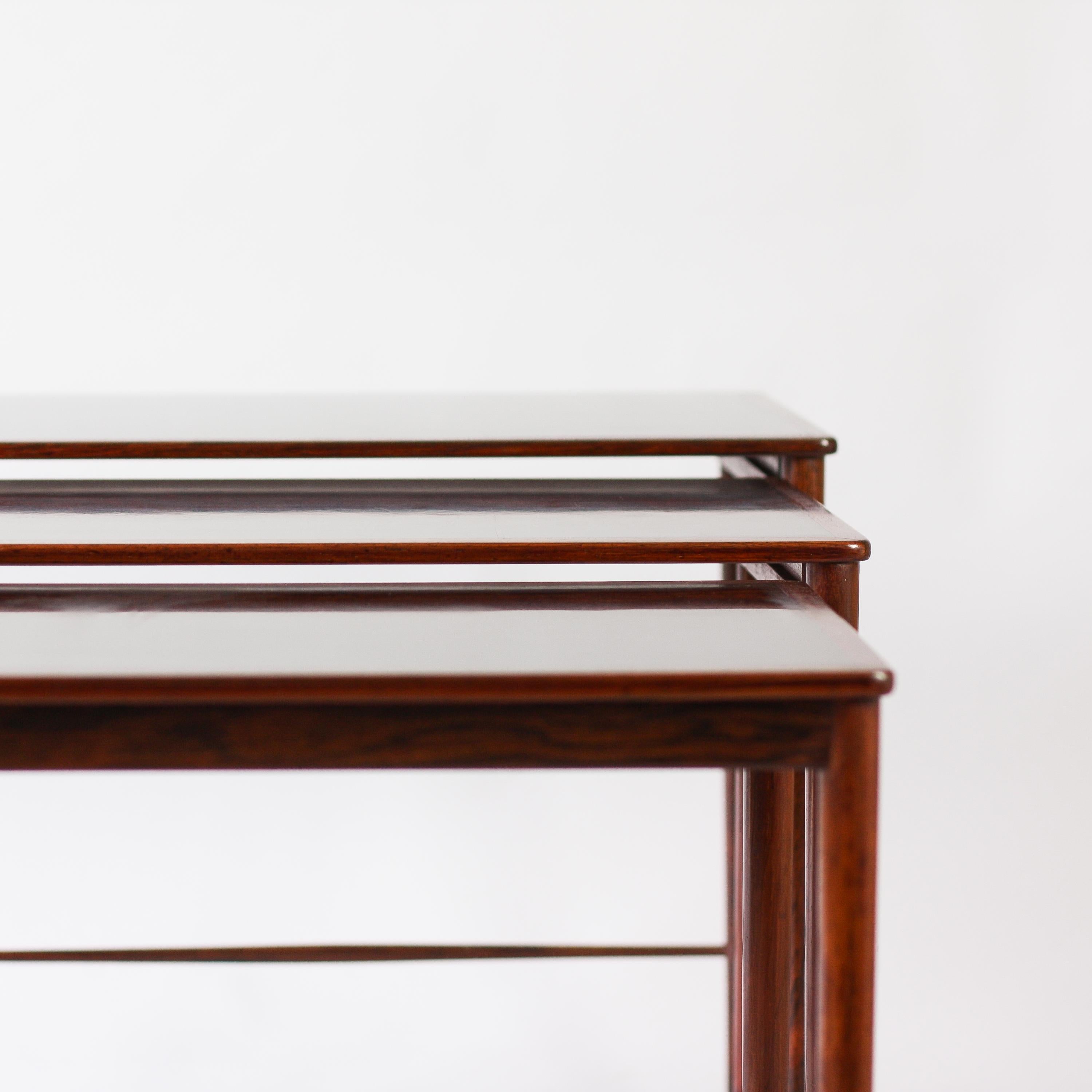 Mid-20th Century Grete Jalk Rosewood Nesting Tables by Poul Jeppesen, Denmark, 1959