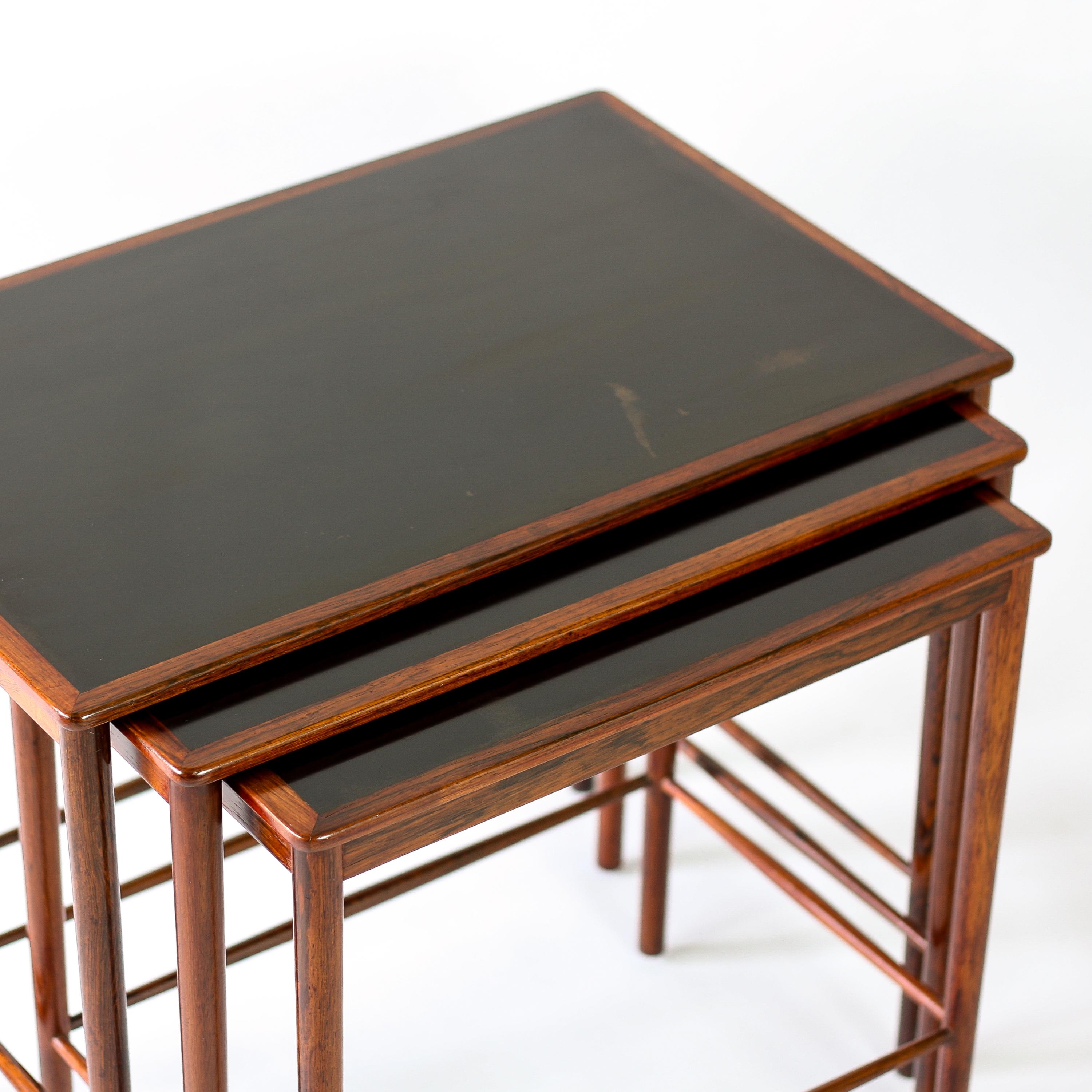 Formica Grete Jalk Rosewood Nesting Tables by Poul Jeppesen, Denmark, 1959