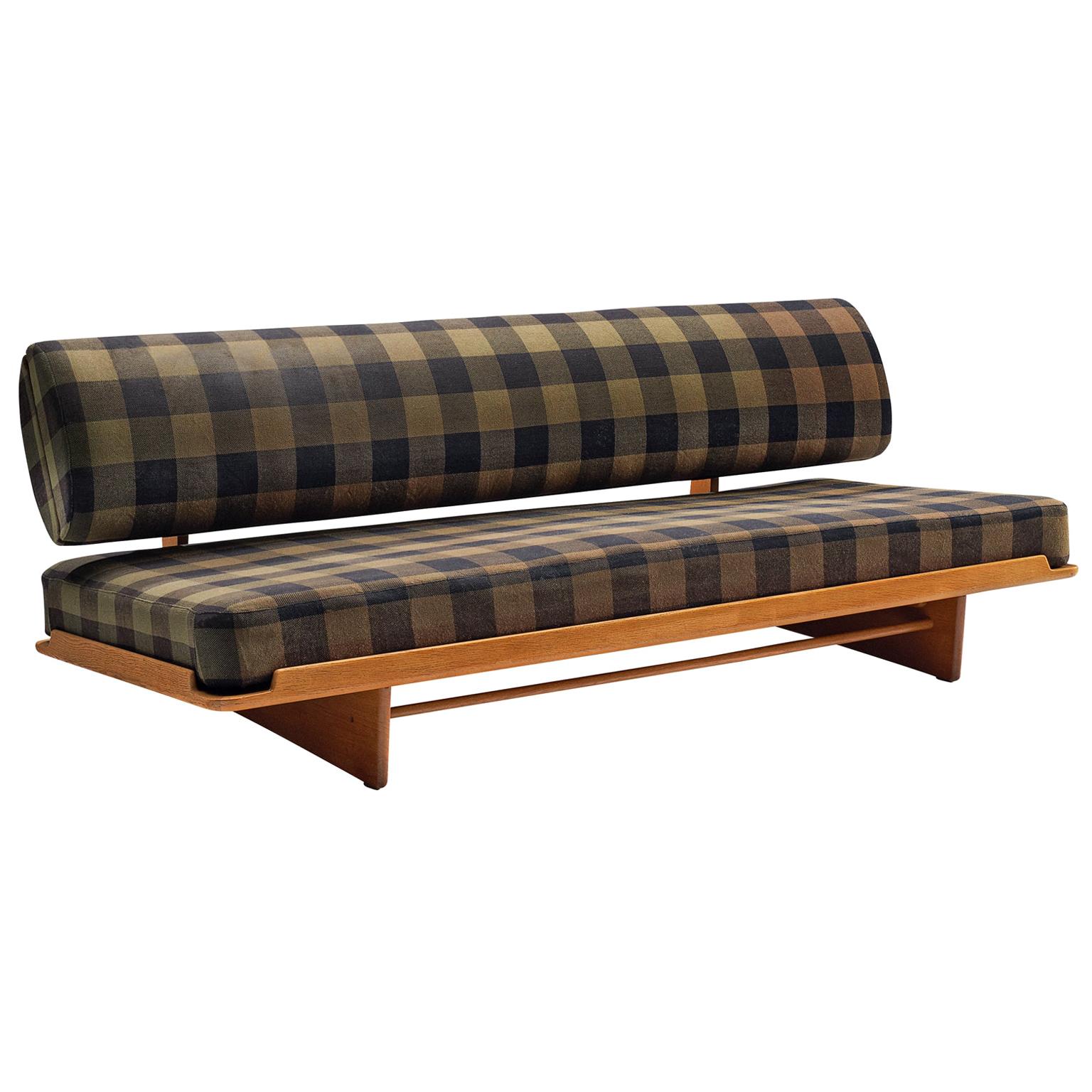 Grete Jalk Sofa in Oak and Checked Fabric