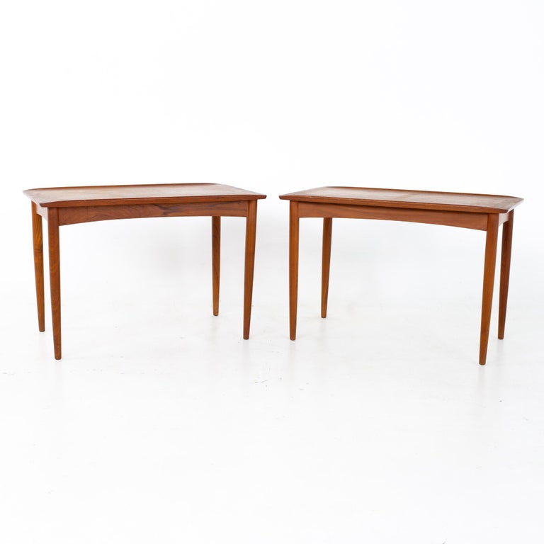 Mid-Century Modern Grete Jalk Style Mid Century Danish Teak Side End Tables, a Pair For Sale