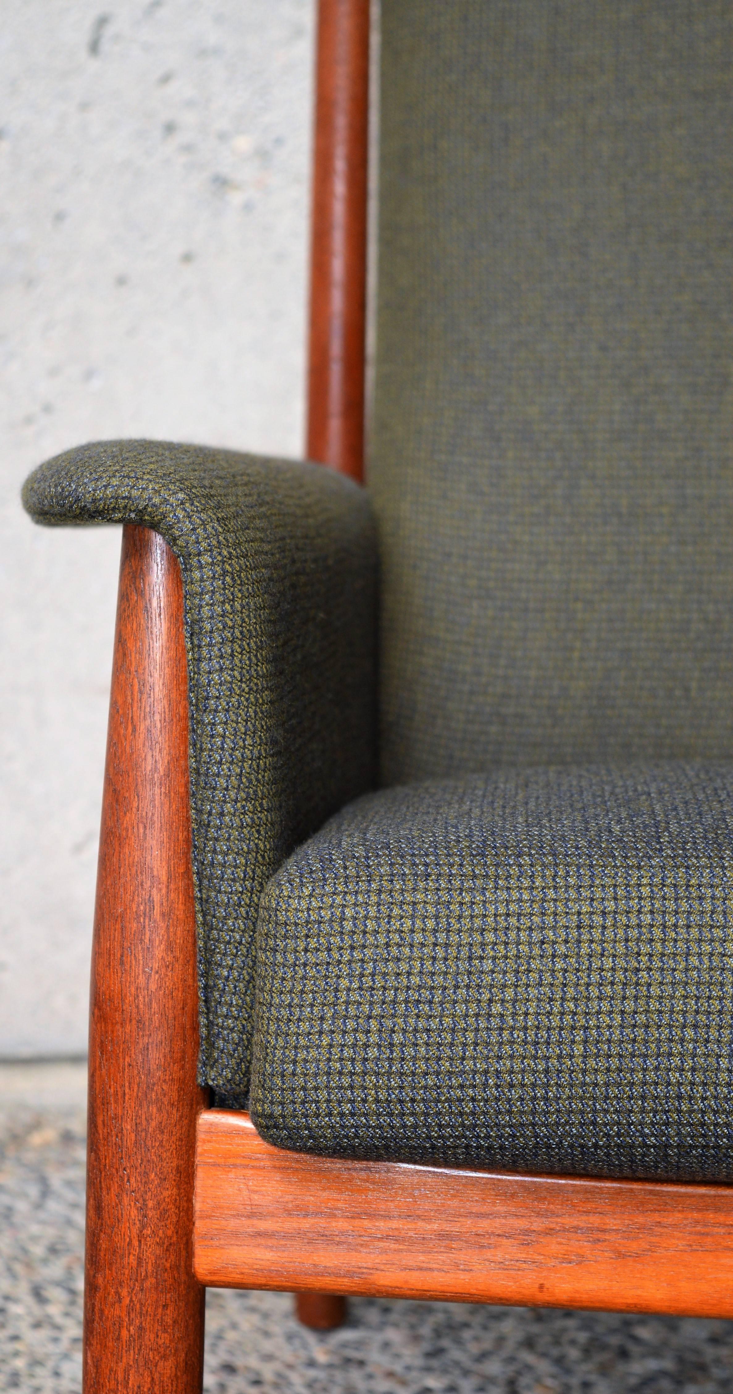 Danish Grete Jalk Tall Back/Wrapped Arm Teak Lounge Chair Model 167 for France & Son