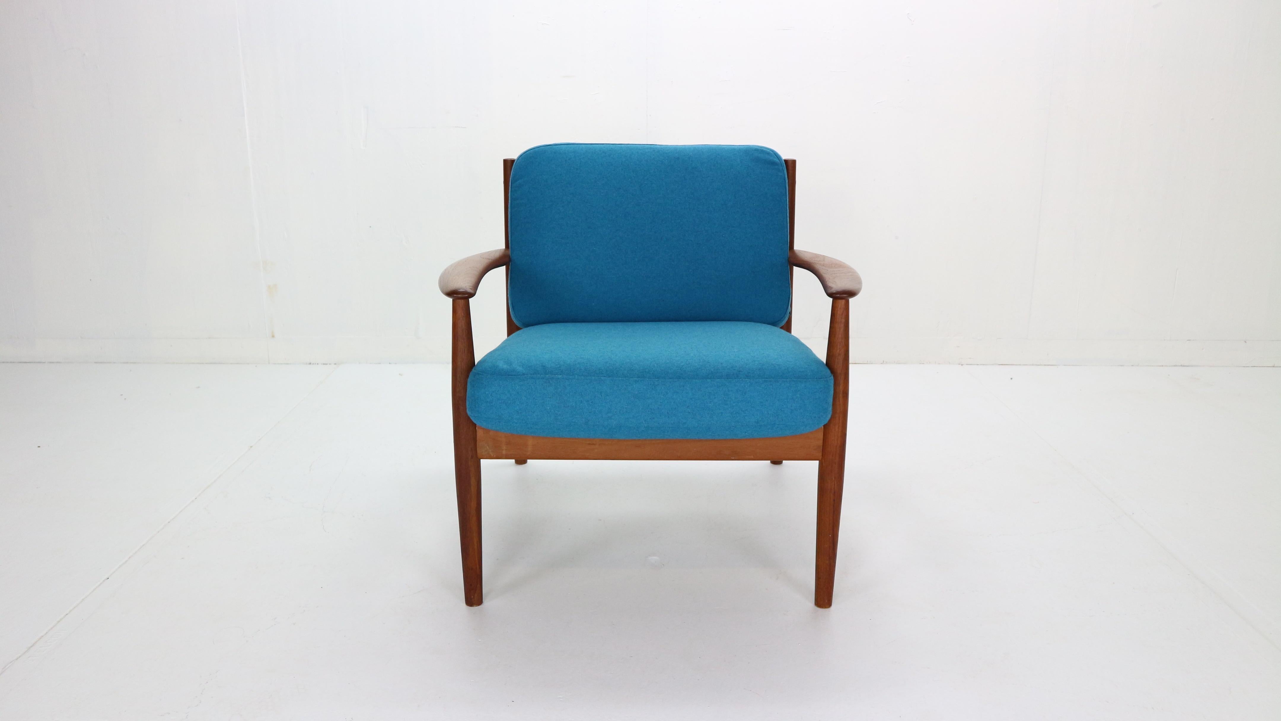Scandinavian Modern  Grete Jalk Teak Lounge Armchair For France & Søn, 1960s, Denmark