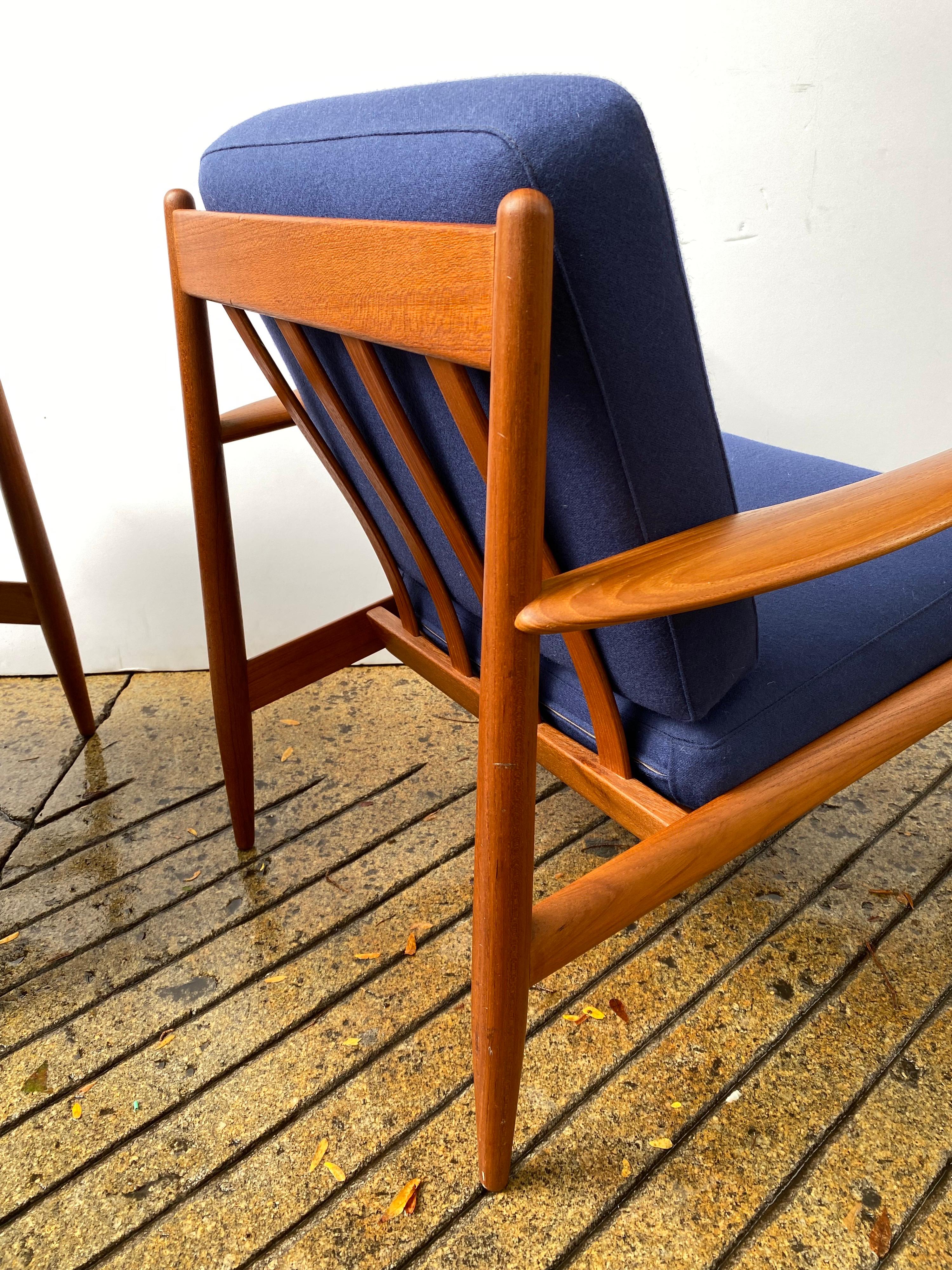 Grete Jalk Teak Lounge Chairs In Good Condition In Philadelphia, PA