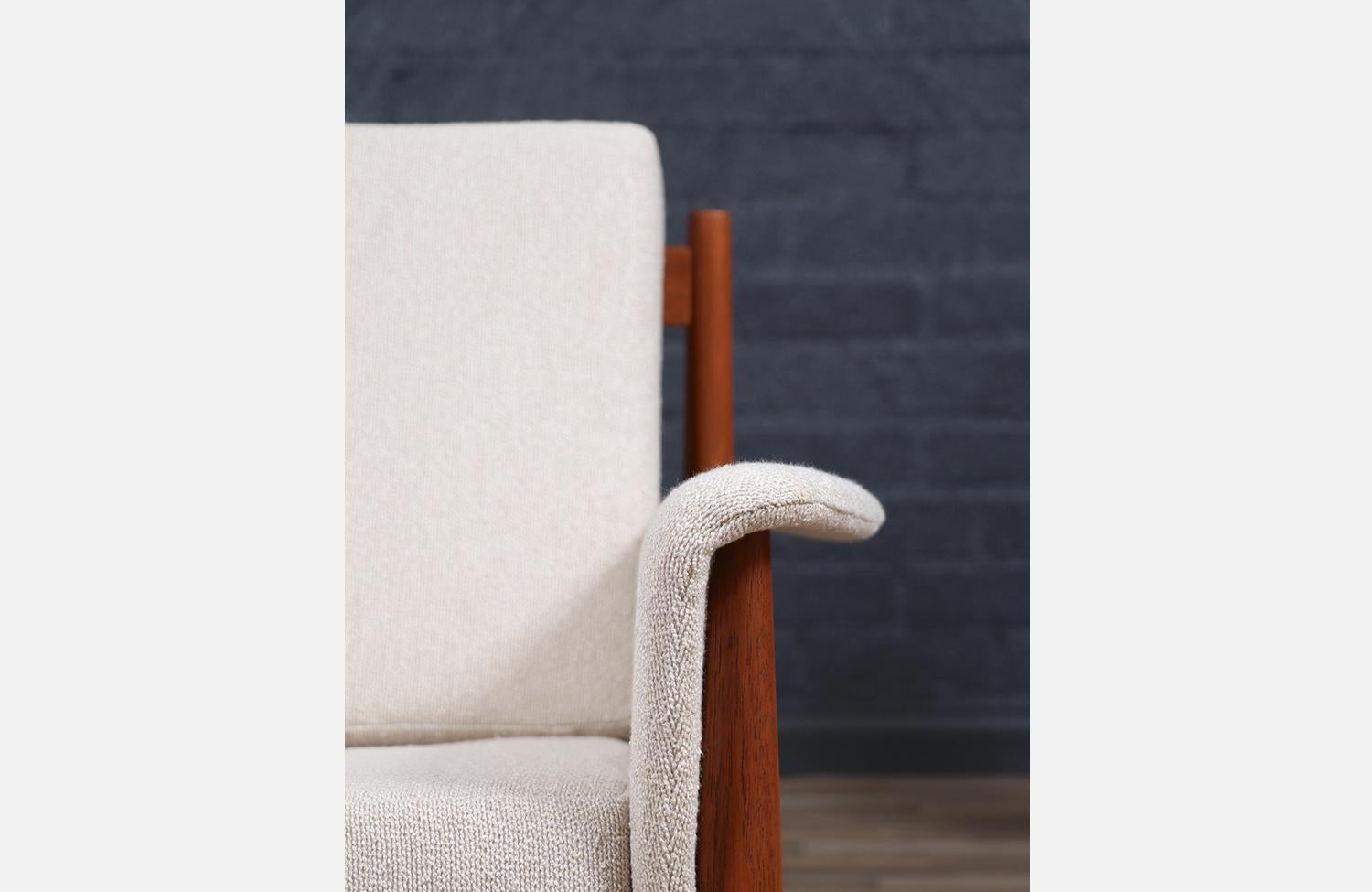 Grete Jalk Teak & Tweed Lounge Chair for France & Søn For Sale 5