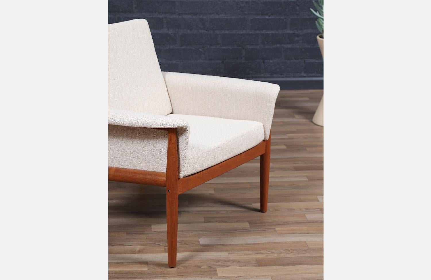 Mid-20th Century Grete Jalk Teak & Tweed Lounge Chair for France & Søn For Sale