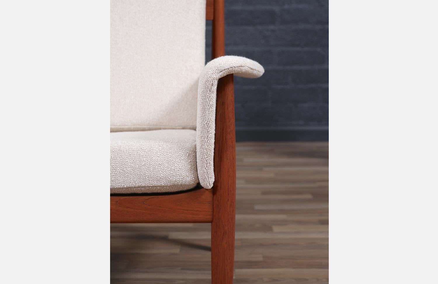 Grete Jalk Teak & Tweed Lounge Chair for France & Søn For Sale 1