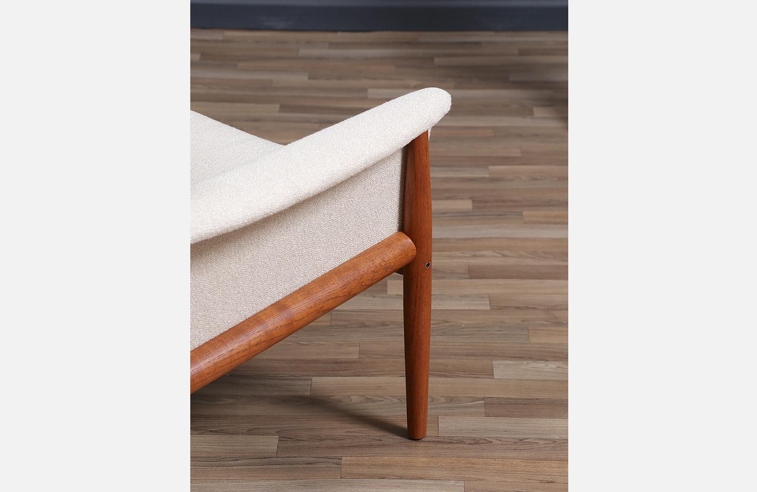 Grete Jalk Teak & Tweed Lounge Chair for France & Søn For Sale 2
