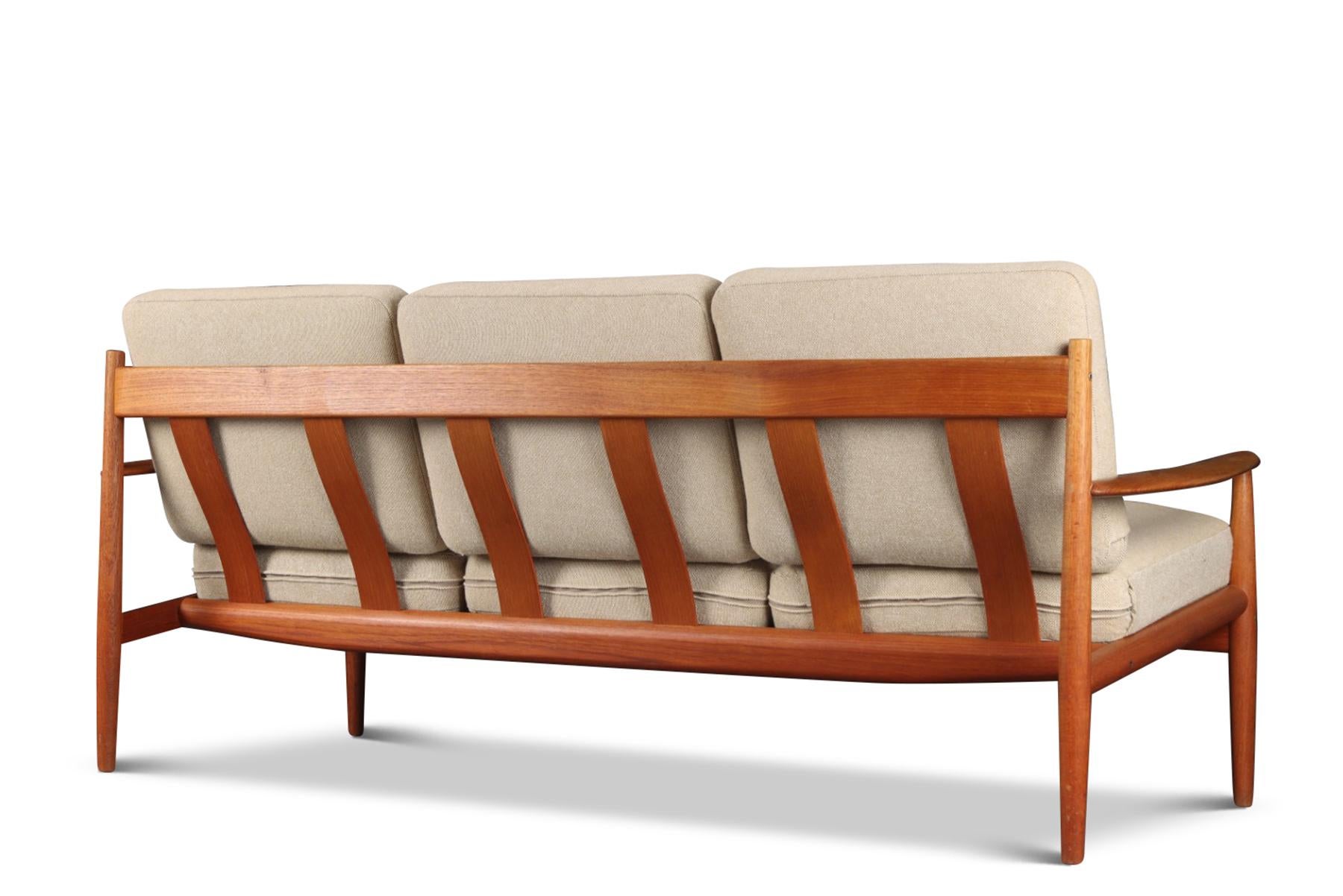 Mid-Century Modern Grete Jalk Three Seat Sofa in Teak