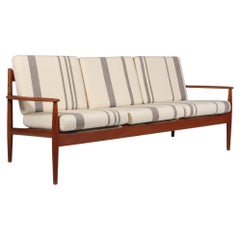Grete Jalk Three Seat Sofa, Teak and Savak wool