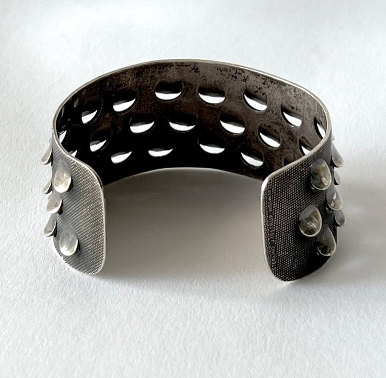 Modernist Grete Prytz Kittelsen for Tostrup Norwegian Modern Sterling Silver Cuff Bracelet For Sale
