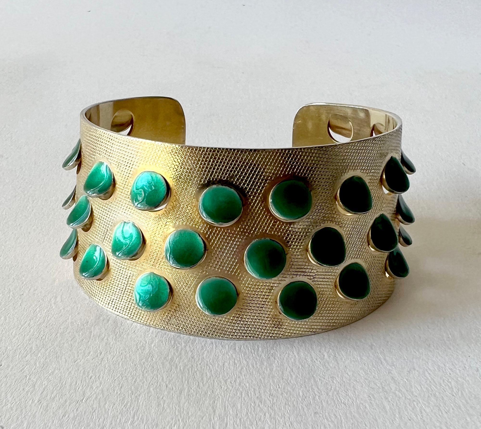Grete Prytz Kittelsen for Tostrup Plated Sterling Enamel Norwegian Cuff Bracelet In Good Condition In Palm Springs, CA