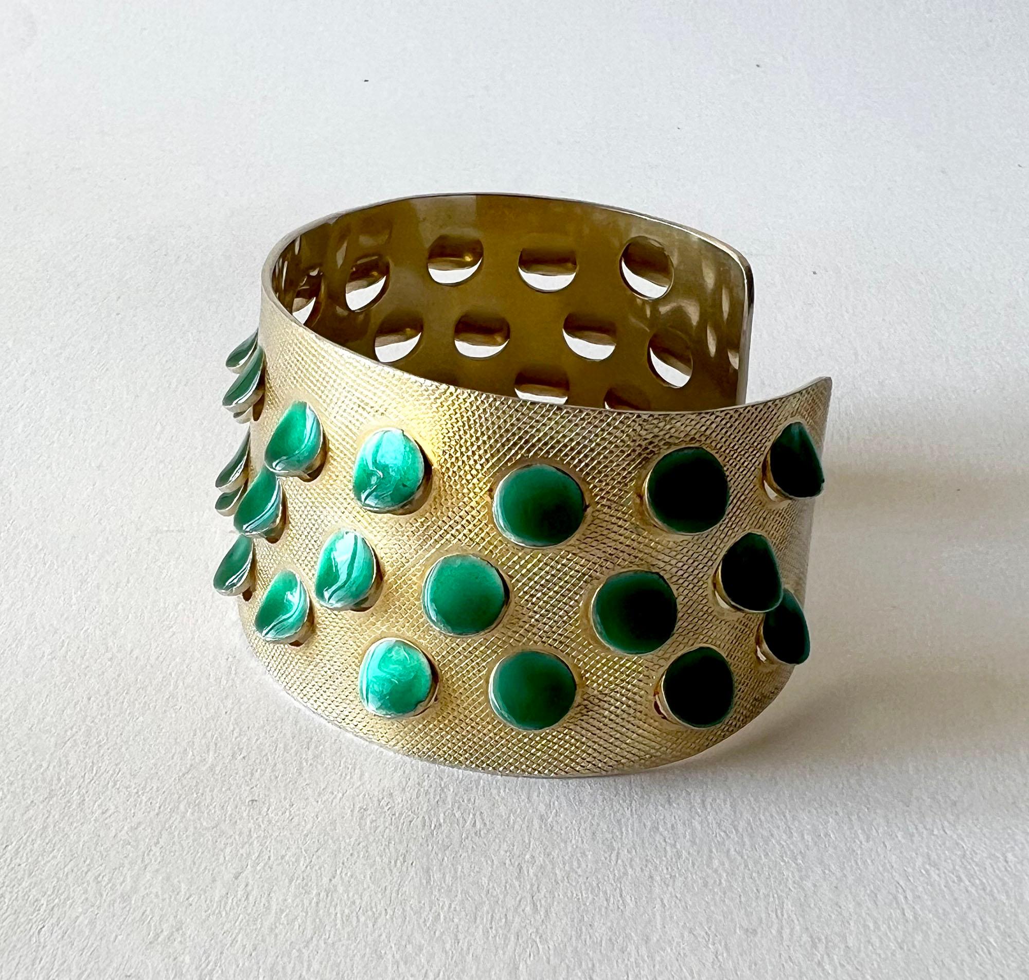 Women's Grete Prytz Kittelsen for Tostrup Plated Sterling Enamel Norwegian Cuff Bracelet