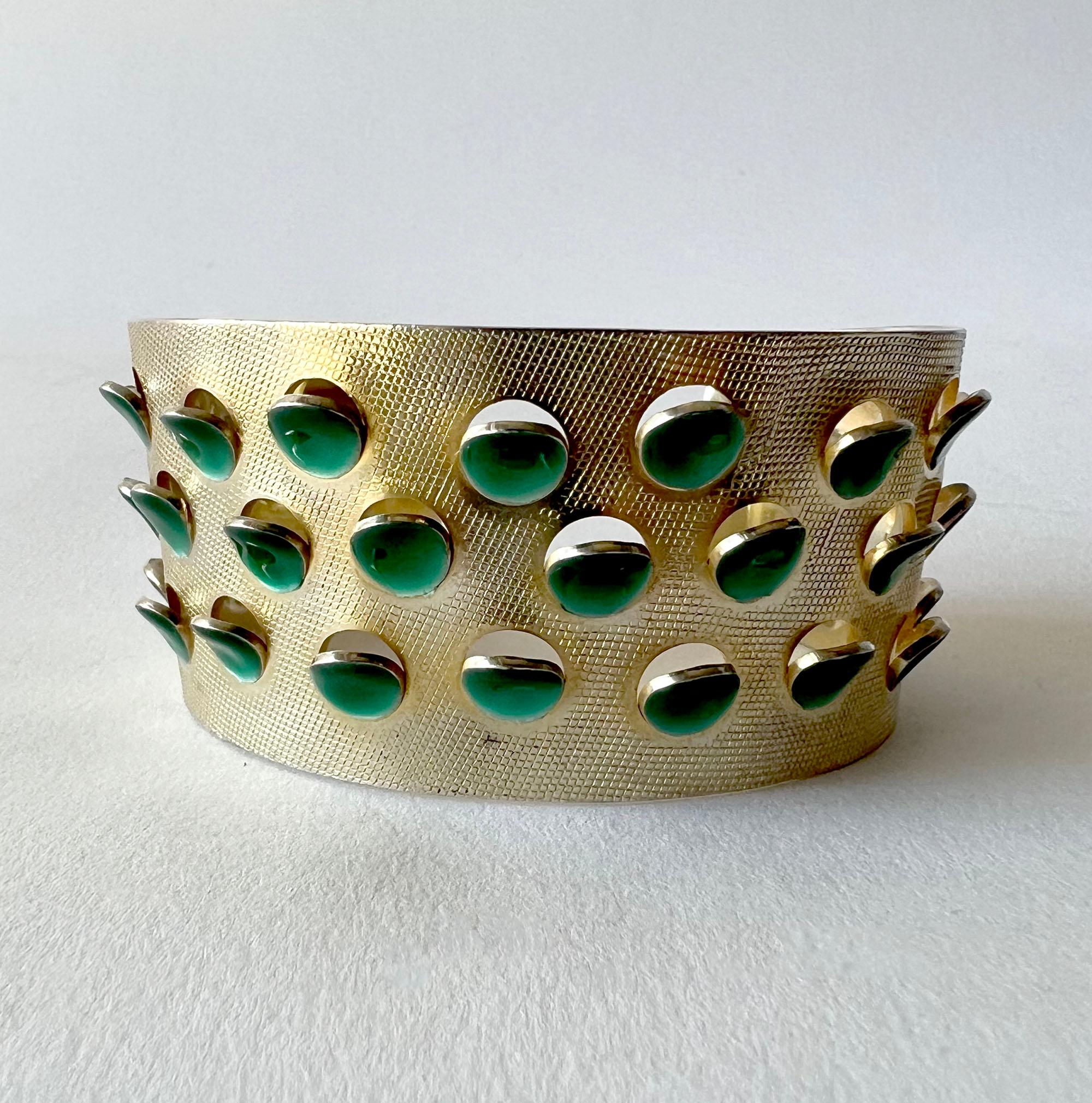 Grete Prytz Kittelsen for Tostrup Plated Sterling Enamel Norwegian Cuff Bracelet 1