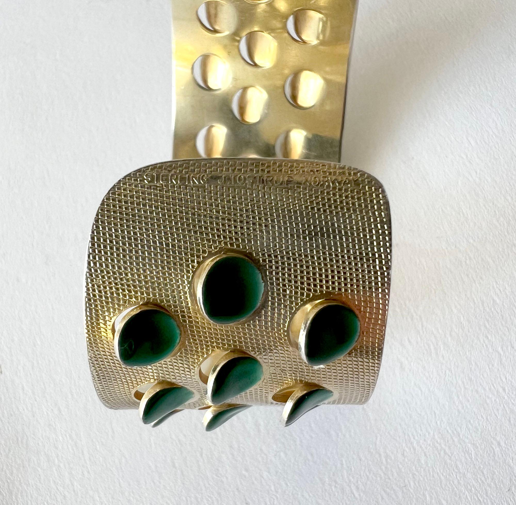 Grete Prytz Kittelsen for Tostrup Plated Sterling Enamel Norwegian Cuff Bracelet 4