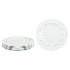 Grethe Meyer for Royal Copenhagen. Set of six Blue Line lunch plates in faience