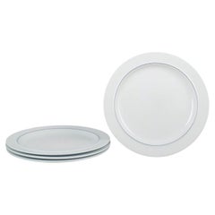 Grethe Meyer, Royal Copenhagen. Set of four Blue Line dinner plates in faience