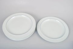 Grethe Meyer, Royal Copenhagen. Set of six Blue Line dinner plates in faience.
