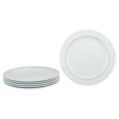 Grethe Meyer, Royal Copenhagen. Set of six Blue Line dinner plates in faience.