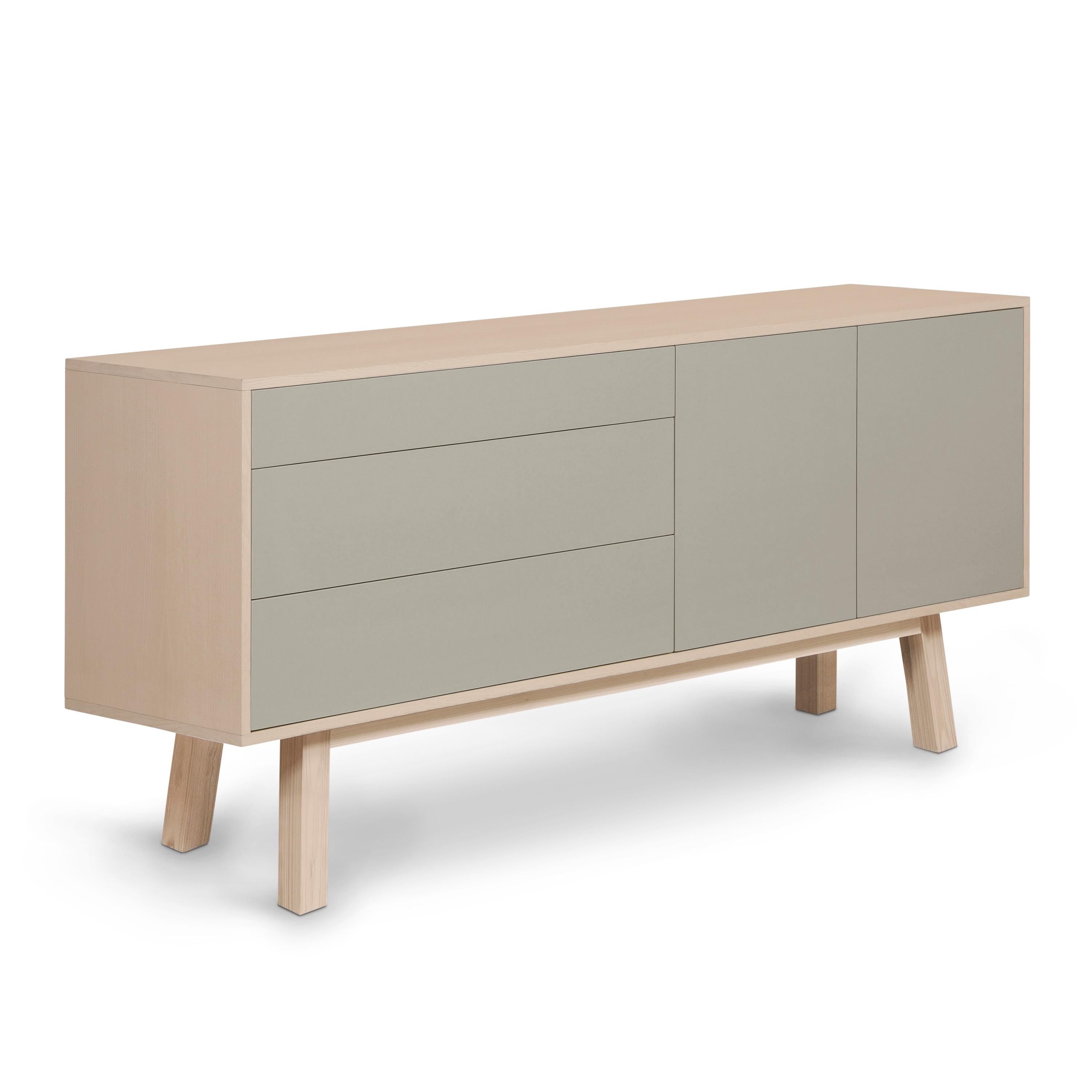 Grey Higher Sideboard, scandinavian style, durable and PEFC- certified ash wood For Sale 2