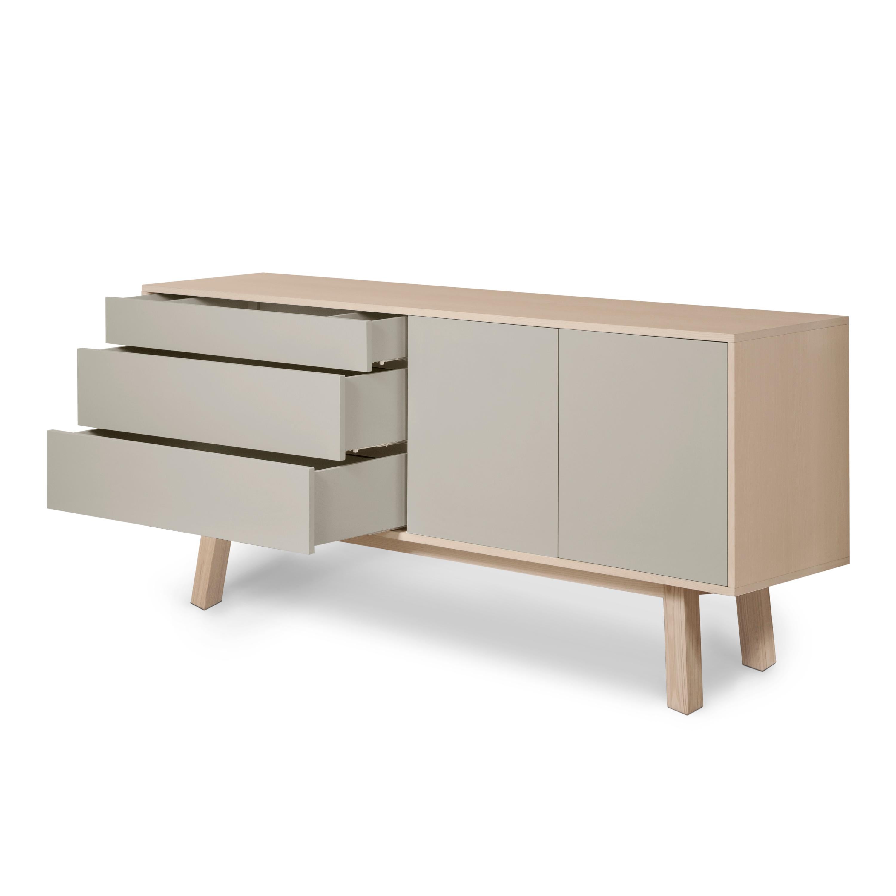 Ash Grey Higher Sideboard, scandinavian style, durable and PEFC- certified ash wood For Sale