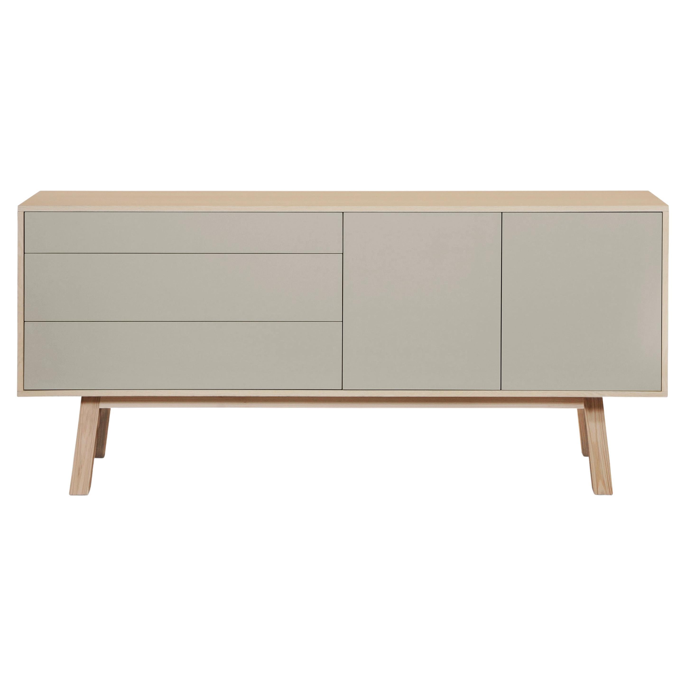 Grey Higher Sideboard, scandinavian style, durable and PEFC- certified ash wood For Sale