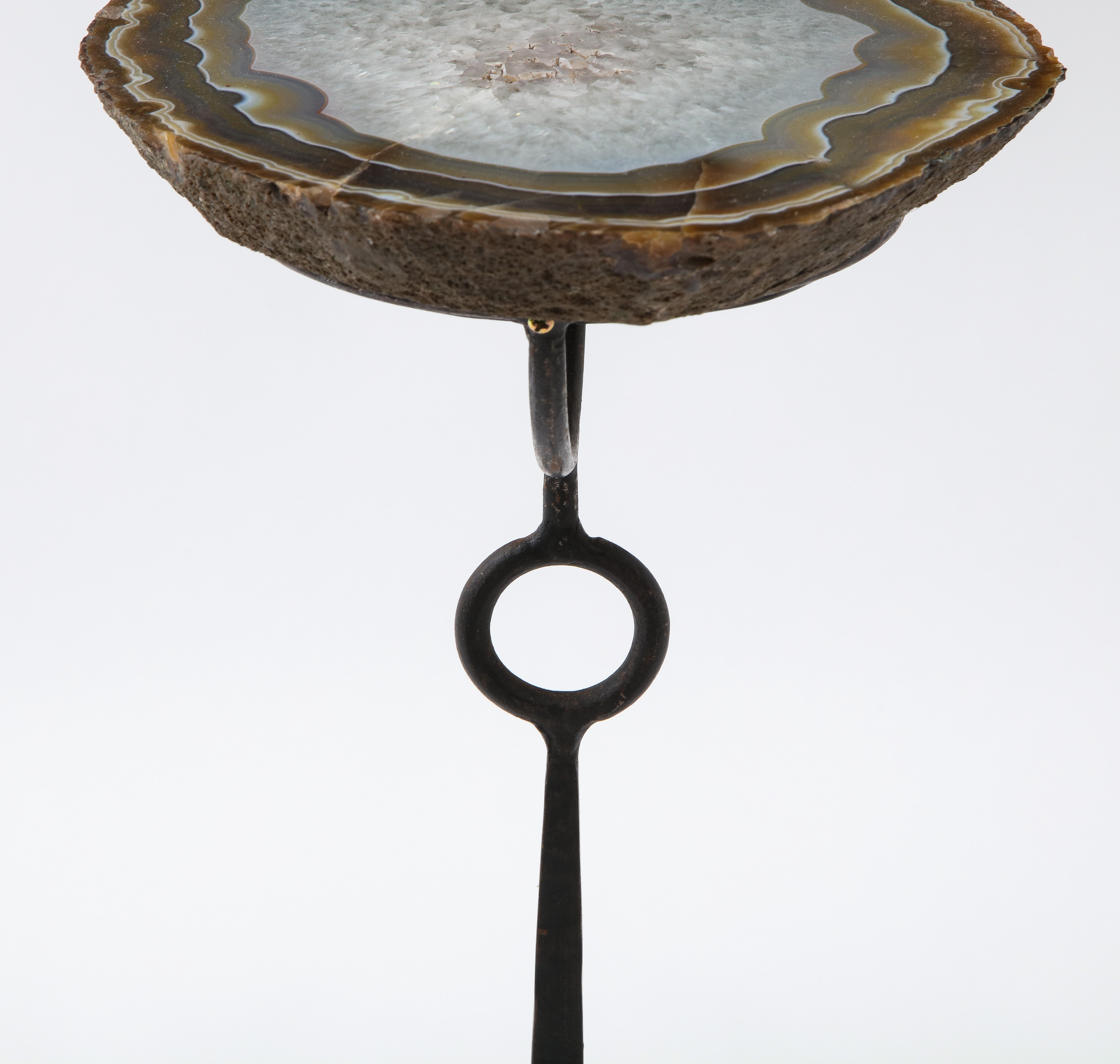 Grey Agate and Wrought Iron Side Table after Marc du Plantier, France, 1950s 3