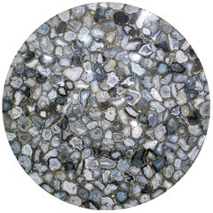 Grey Agate Mosaic Stone Round Table Top