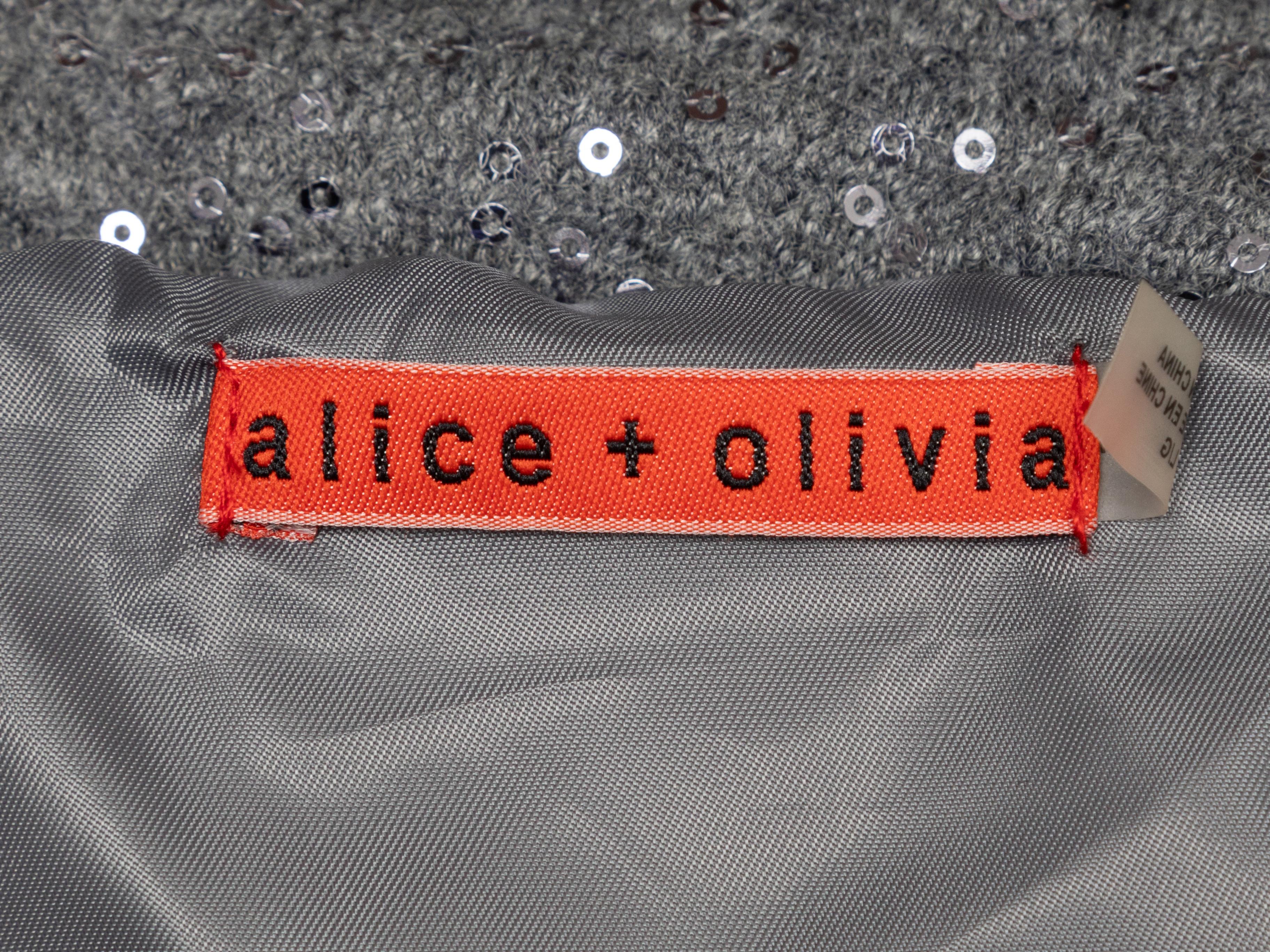 Grey Alice + Olivia Sequined Fox Fur-Trimmed Puffer Vest 1
